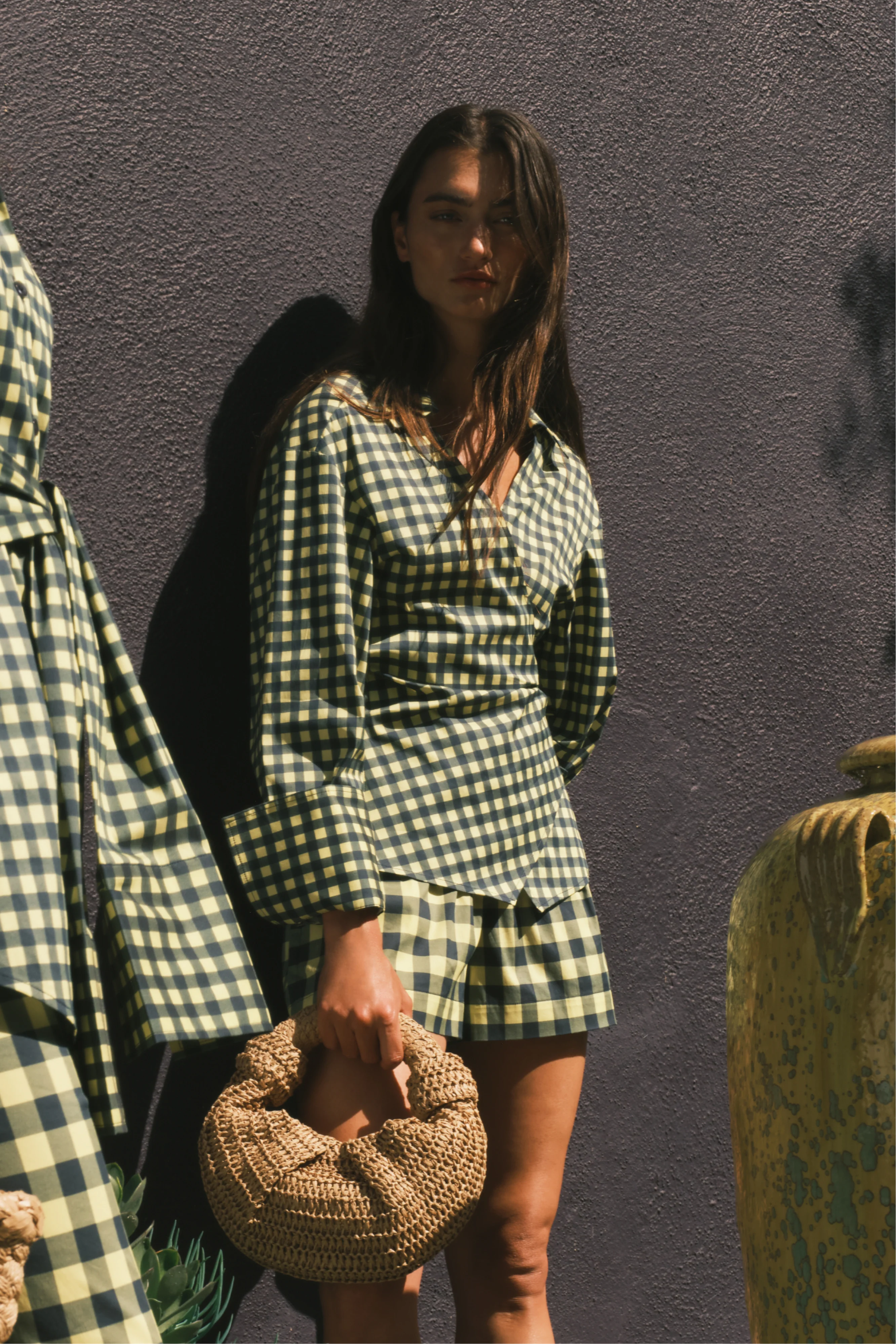 Syd Poplin Short In Peridot/Ebony Gingham - Image 5