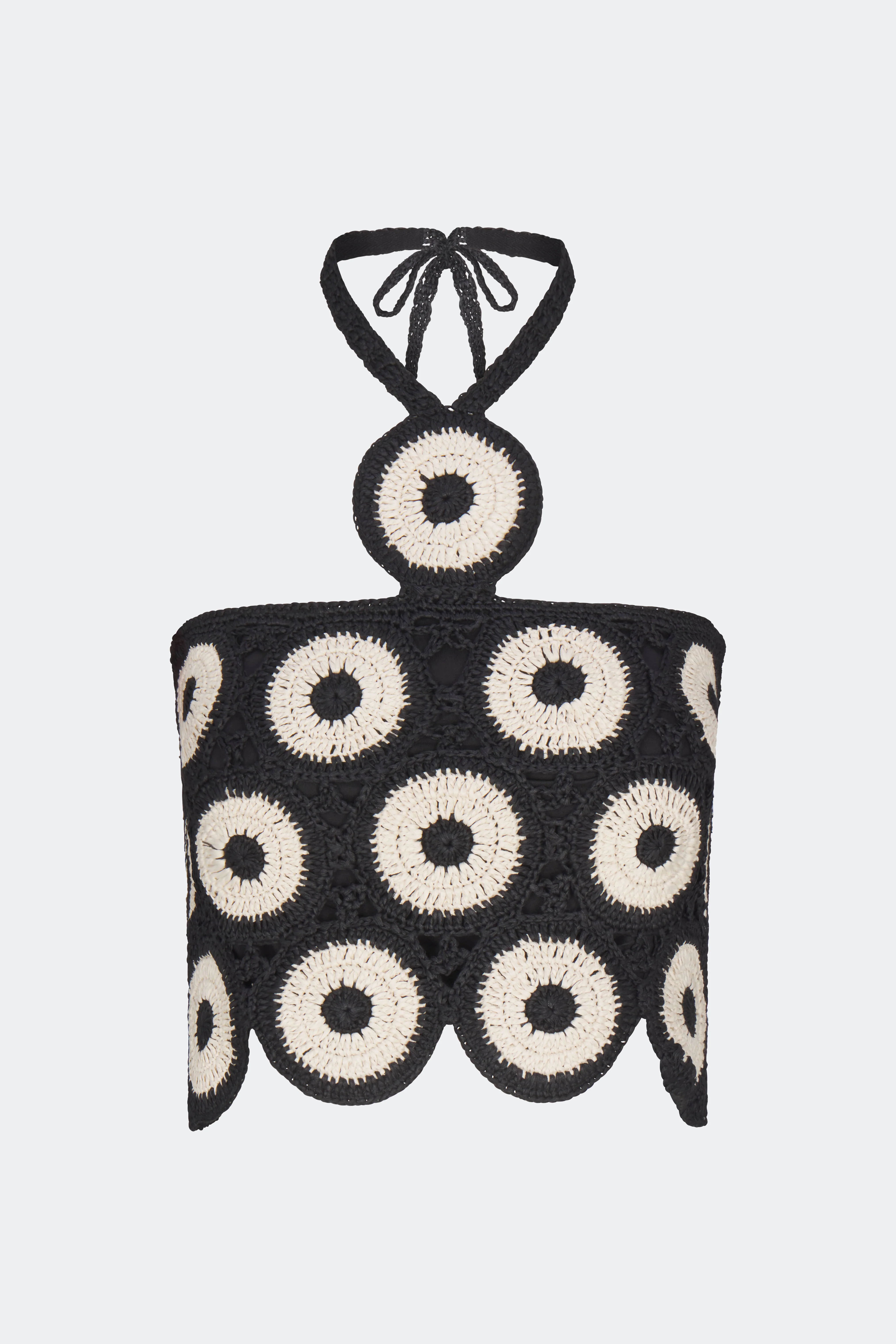 Atlas Crochet Top In Cream/Black