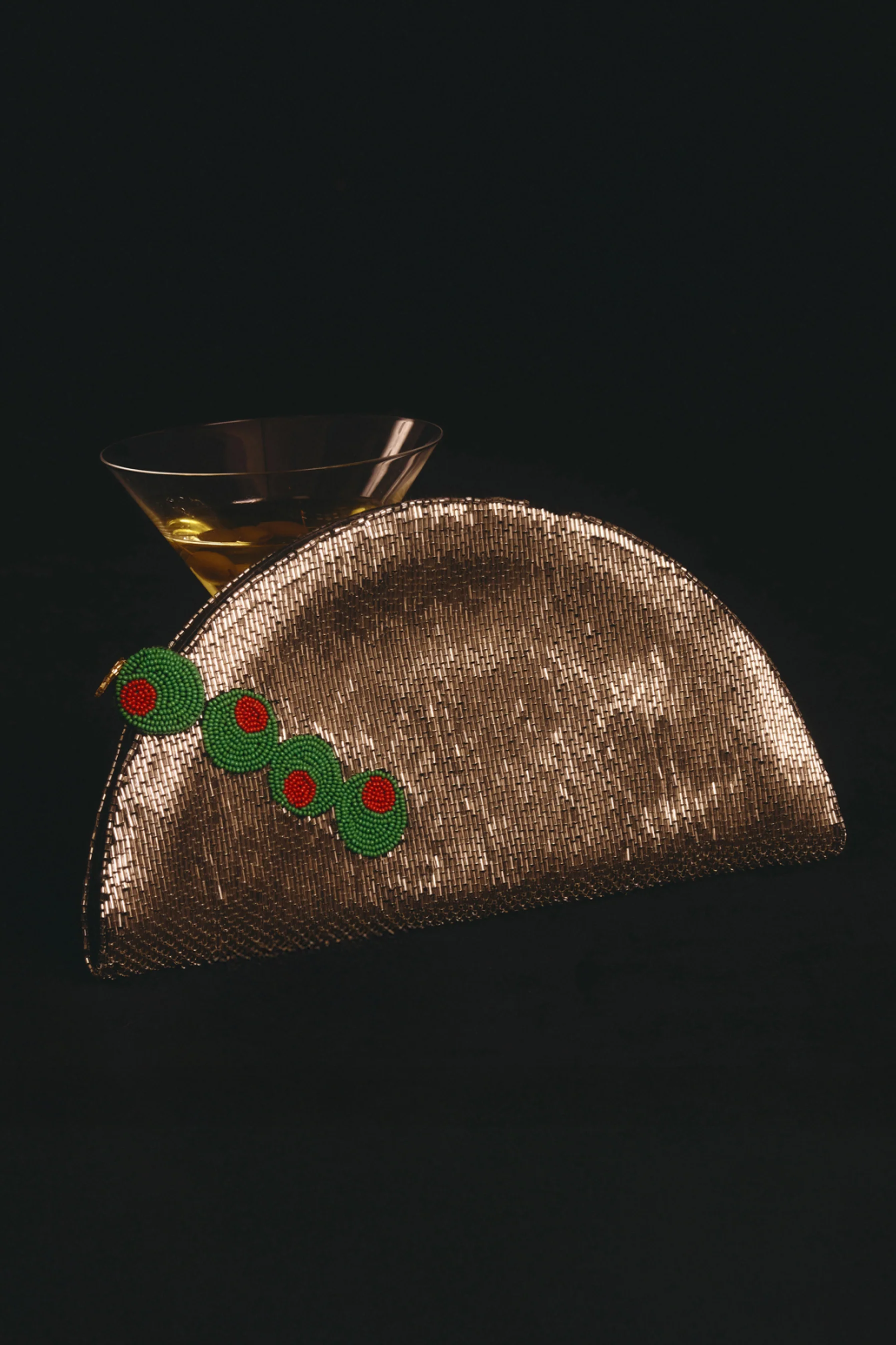 Beaded Lune Clutch In Dirty Martini - Image 4