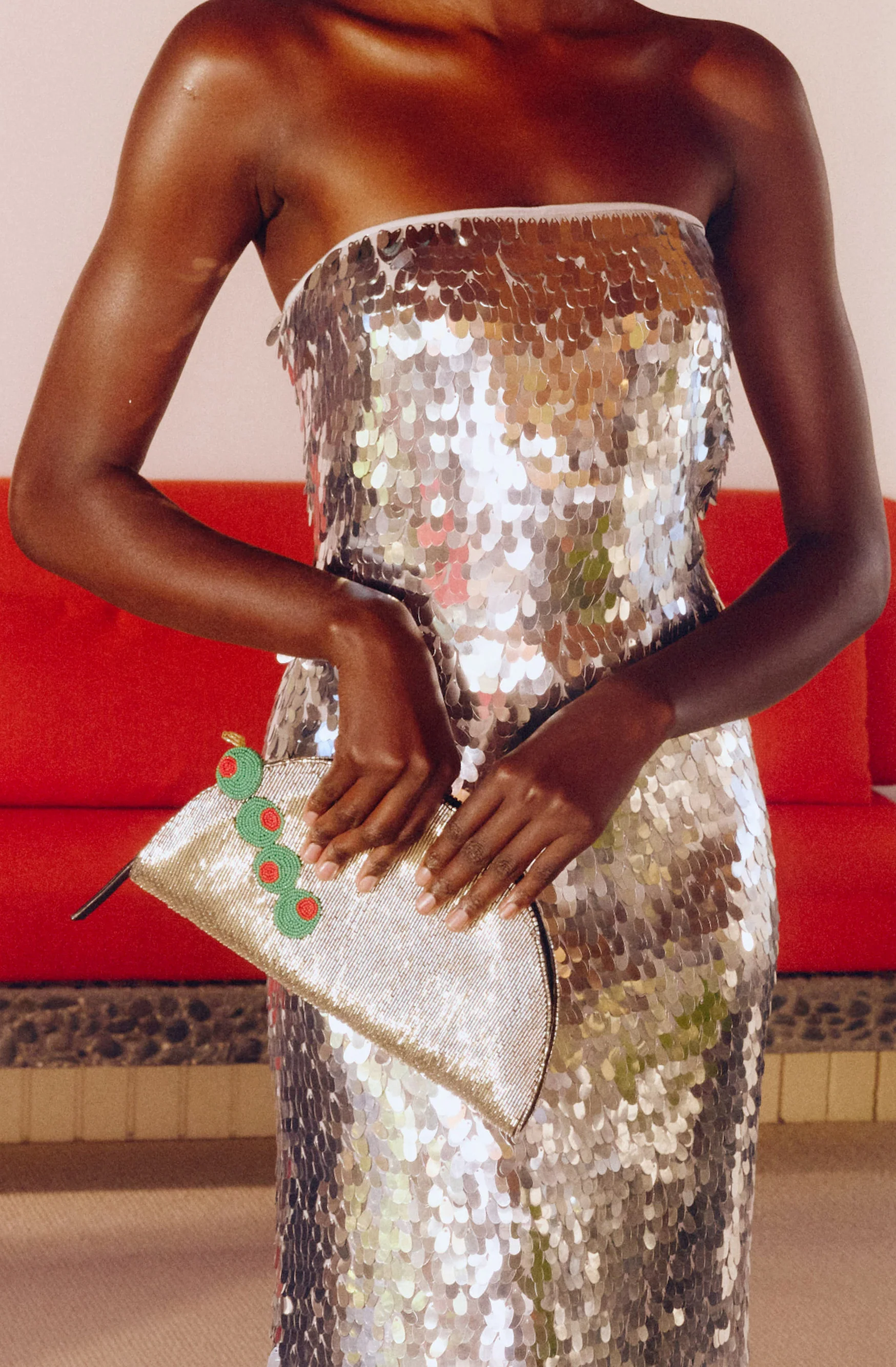 Beaded Lune Clutch In Dirty Martini - Image 5