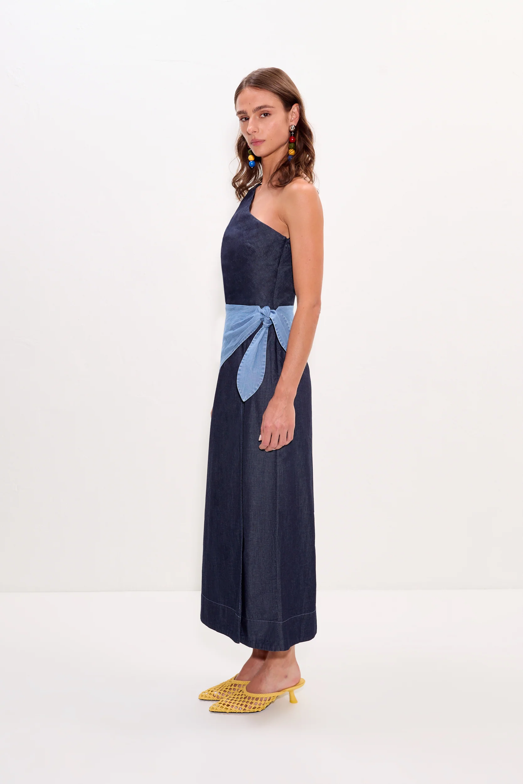 Belem Chambray Midi Dress in Indigo Combo - Image 3