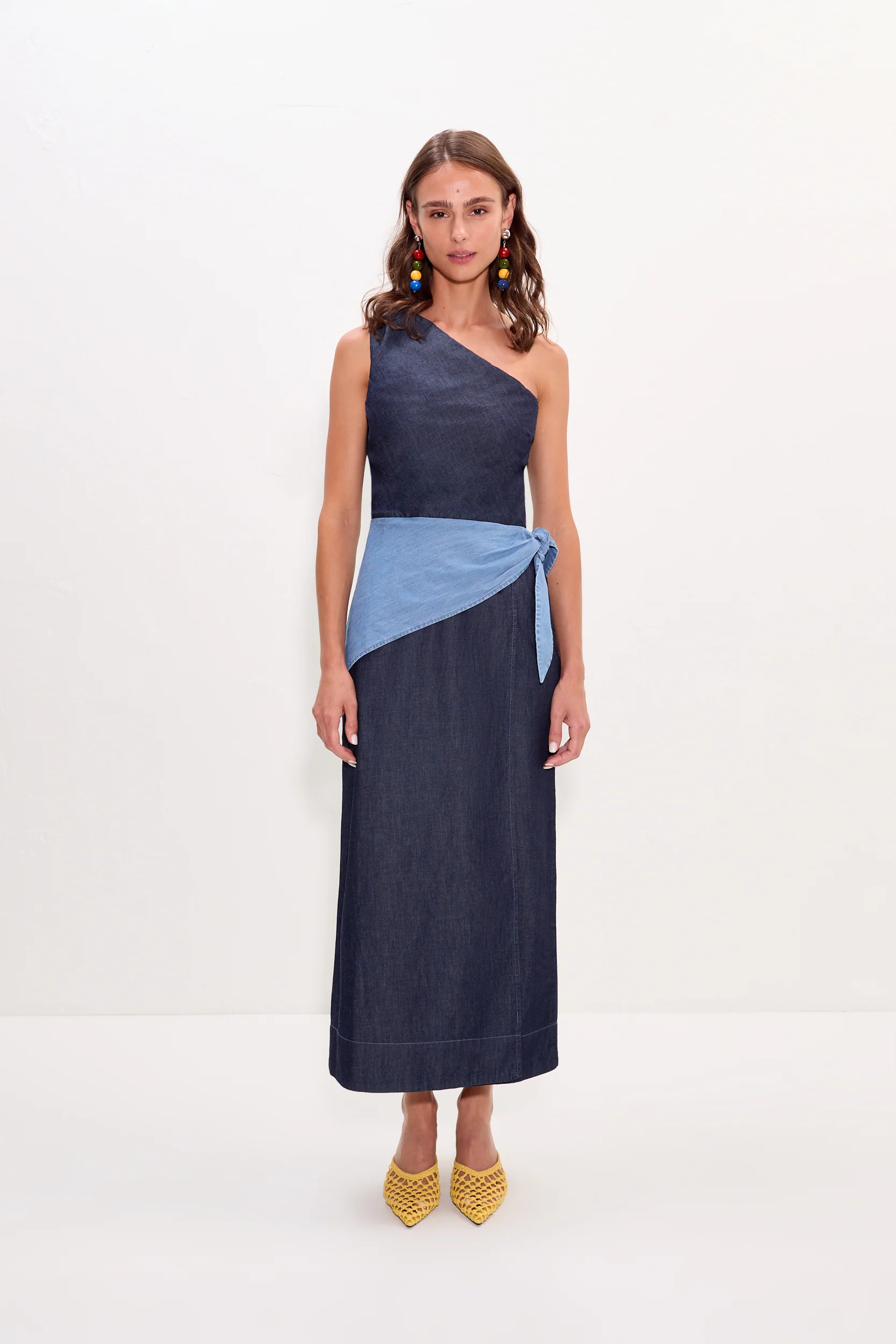 Belem Chambray Midi Dress in Indigo Combo - Image 4