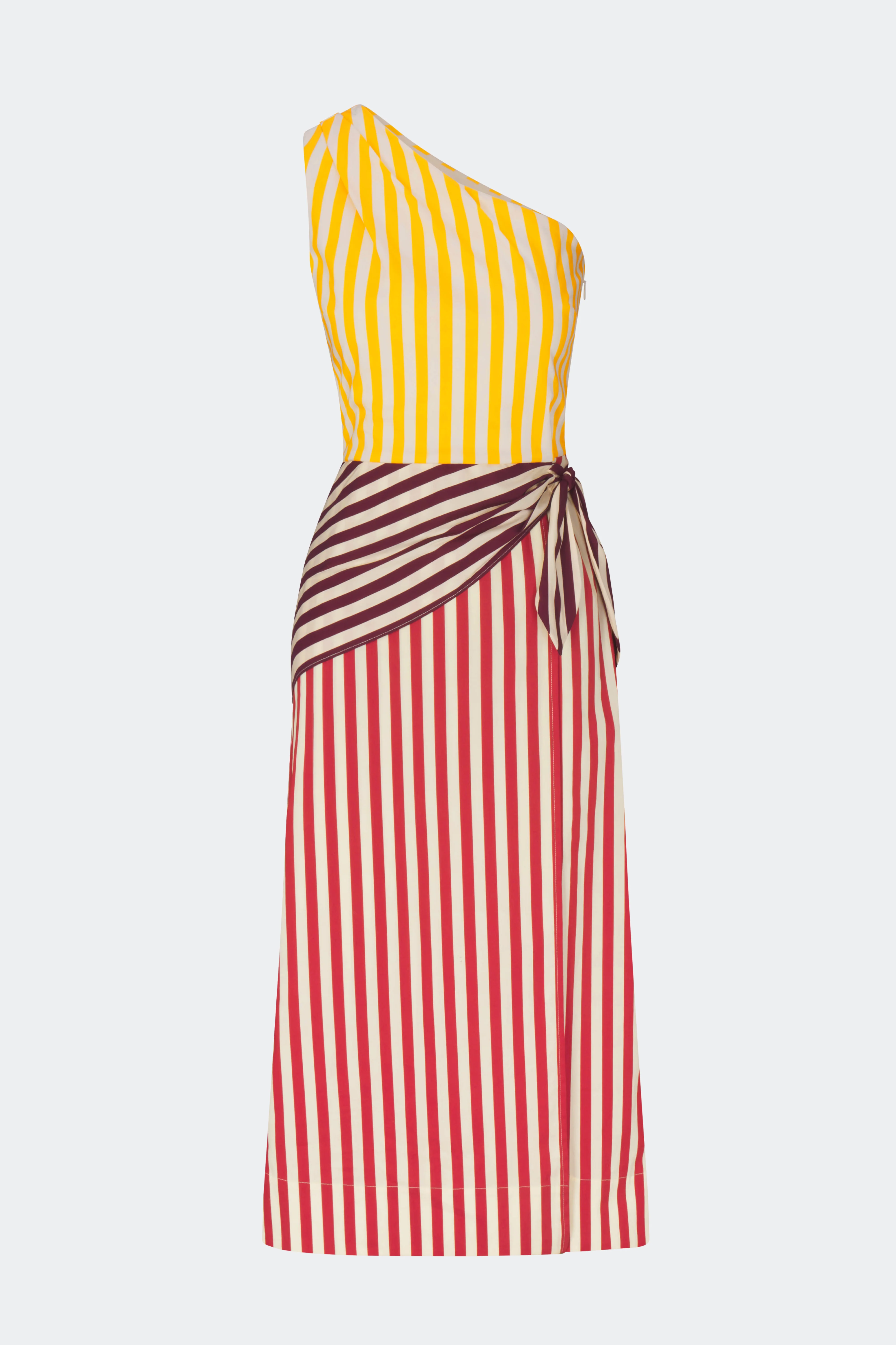 Belem Poplin Midi Dress in Red Stripe Combo - Image 2