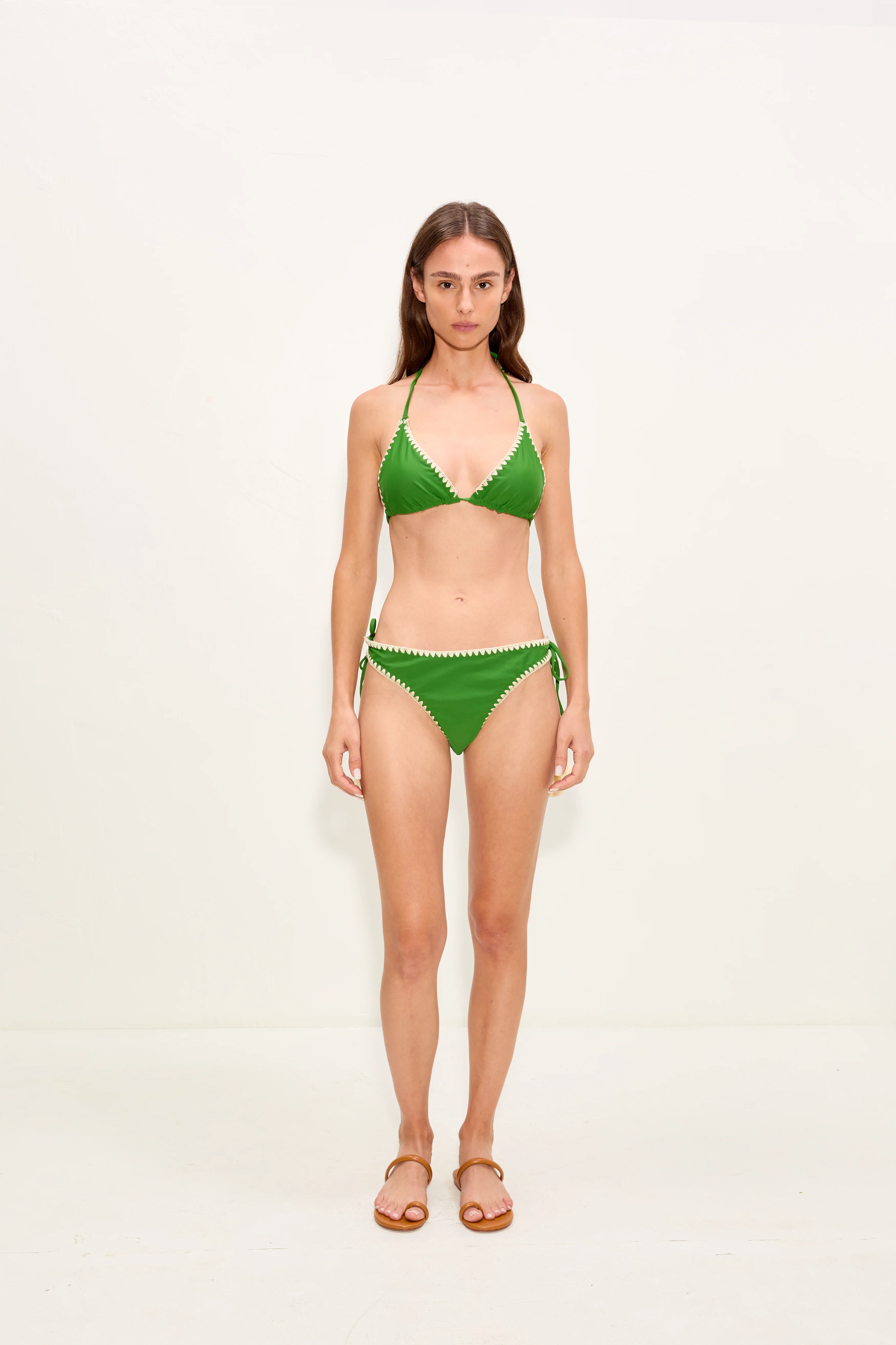 Bwai Embroidered Bikini Top In Grass Green - Image 2