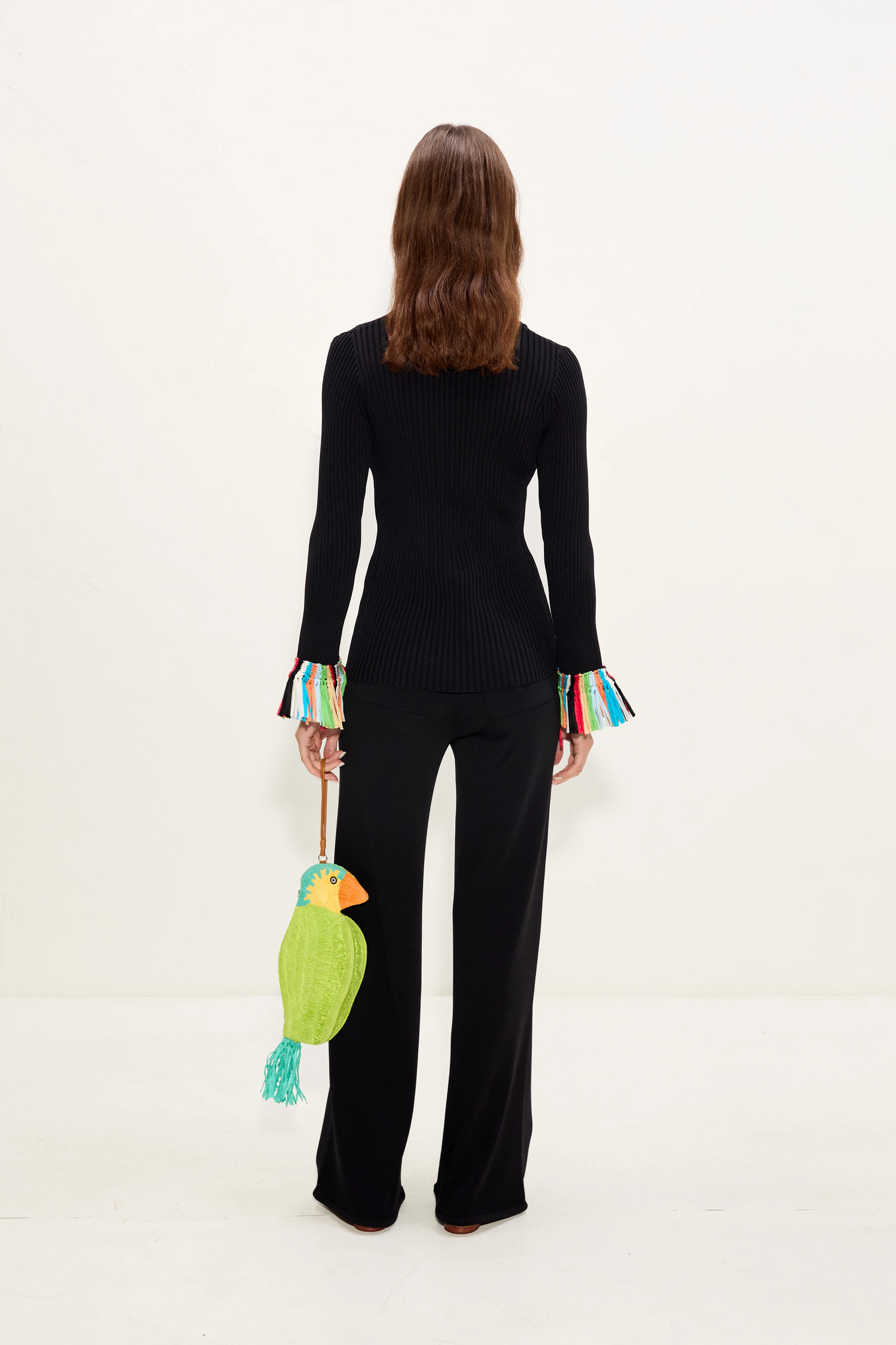 Cara Knit Fringe Cardigan In Black Multi - Image 4