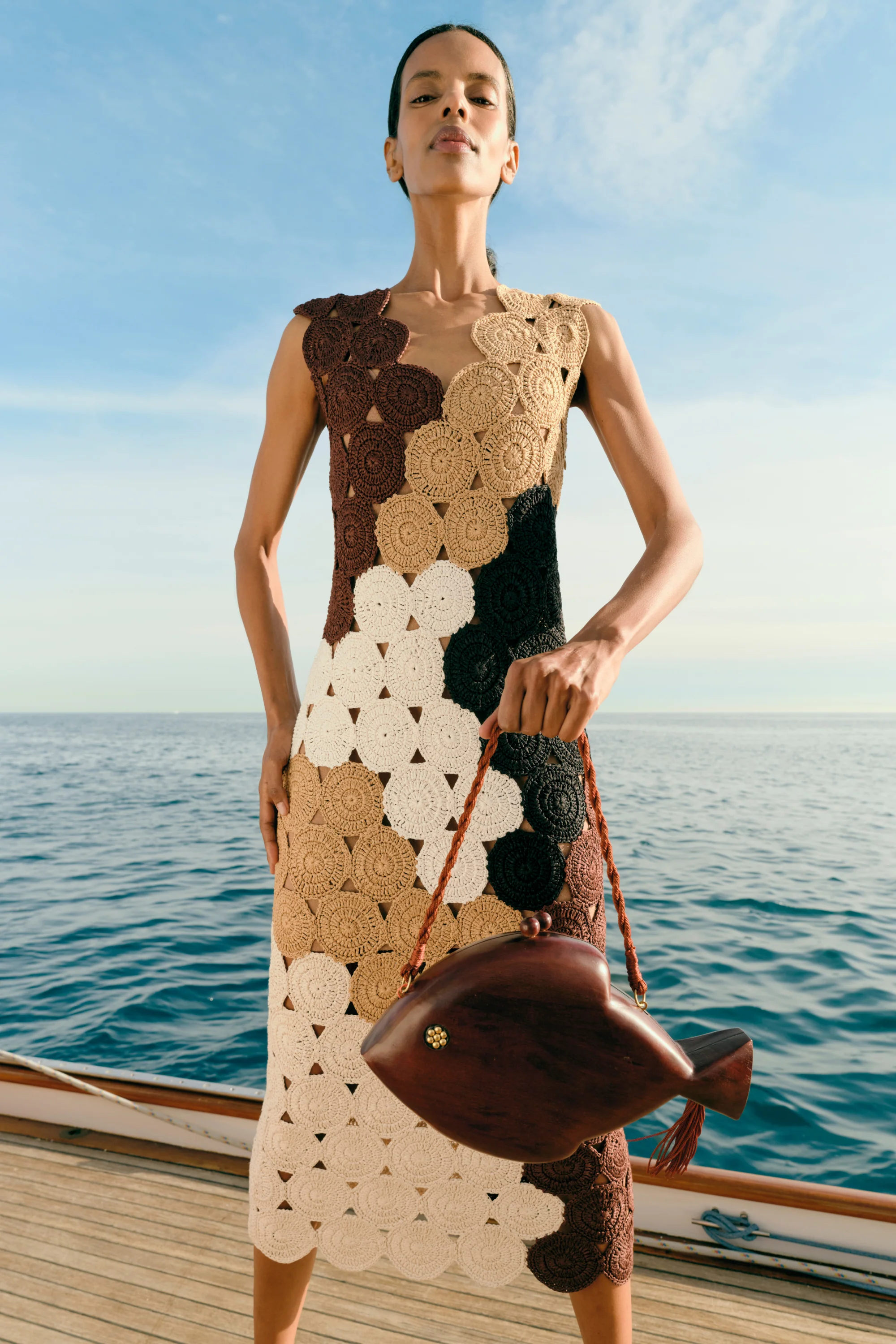 Carved Wooden Fish Clutch in Mahogany Brown - Image 4