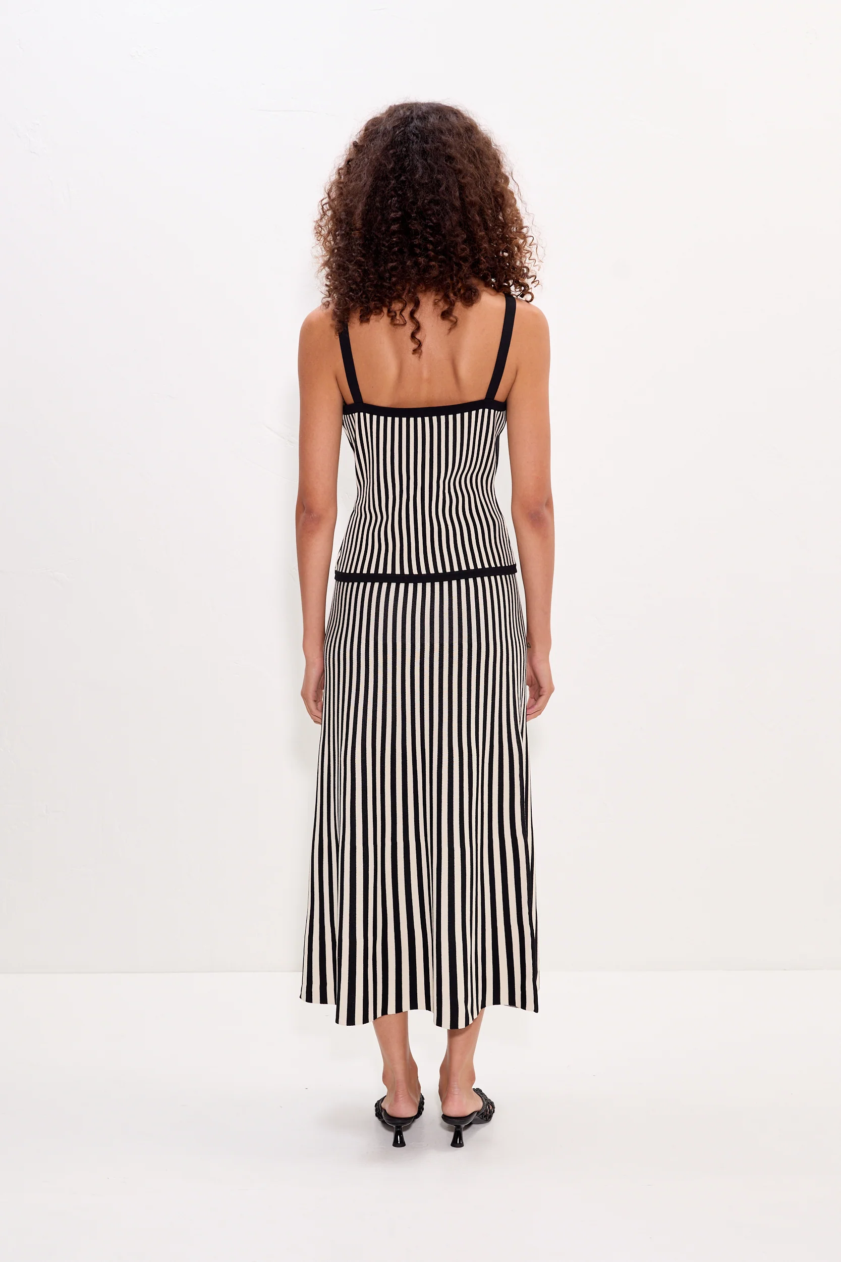 Clancy Knit Maxi Skirt in Black/White Stripe - Image 4