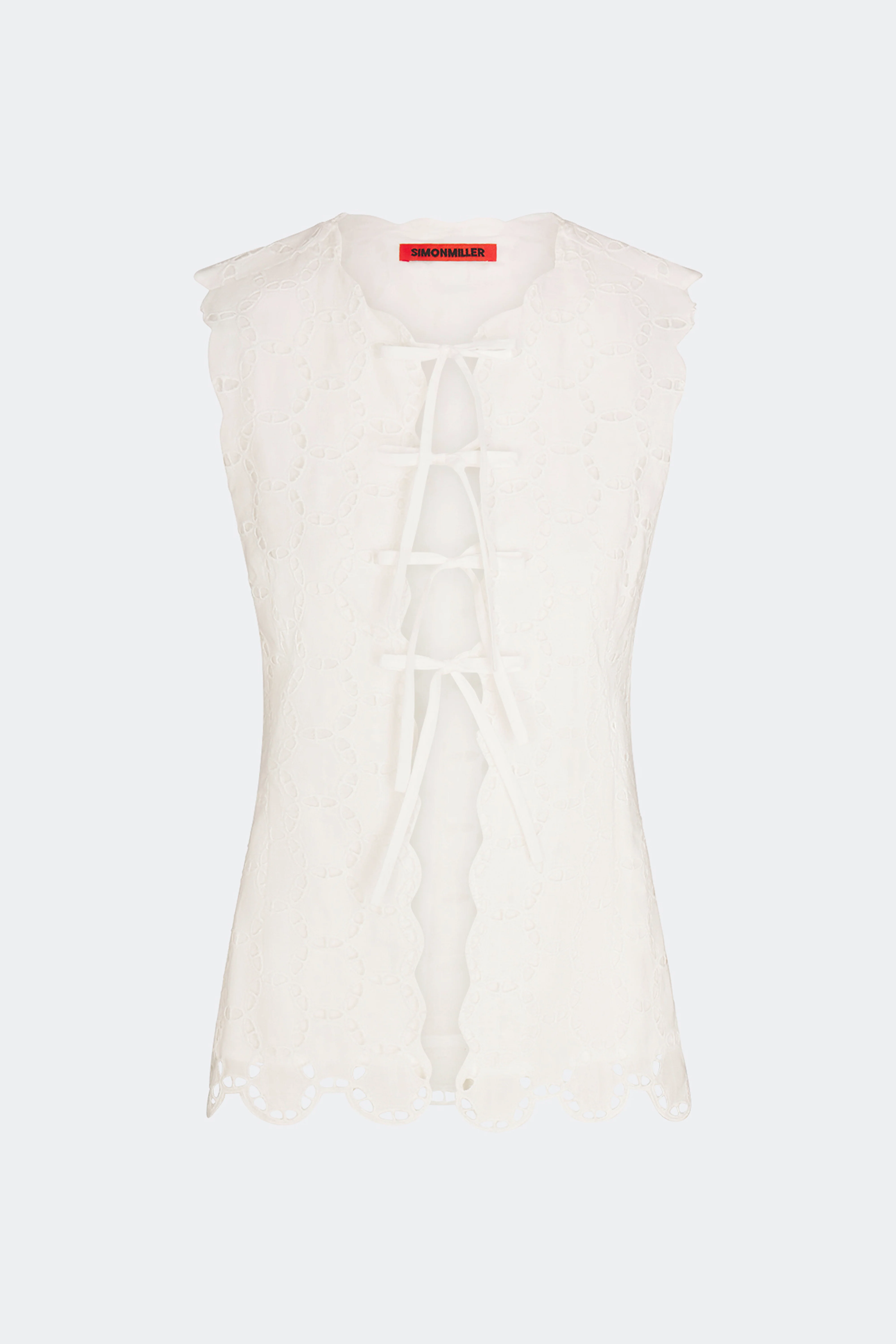 Delilah Eyelet Tie Top In Macadamia - Image 2