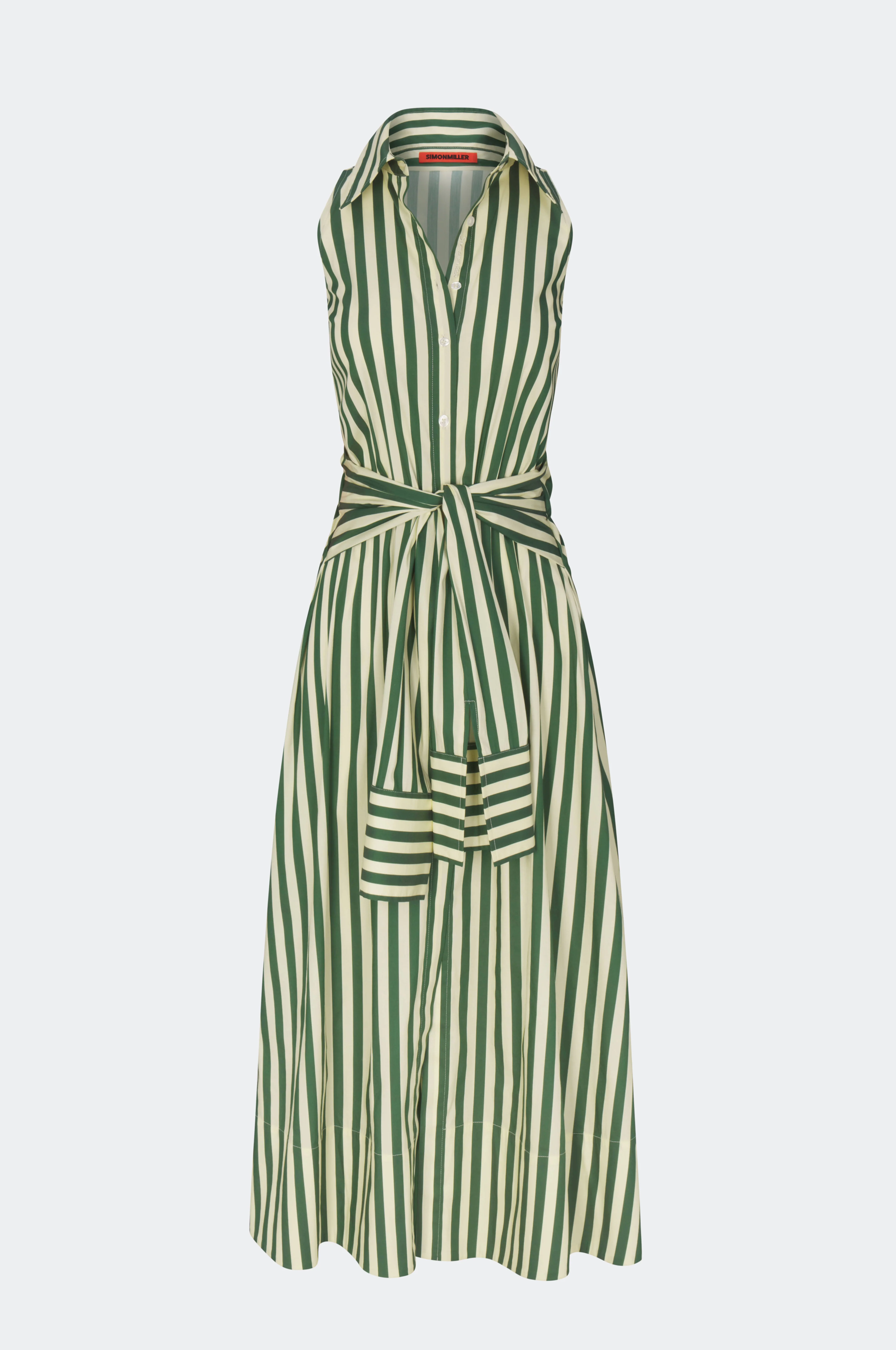 Inna Sleeveless Poplin Dress in Gummy Green/Ecru - Image 2