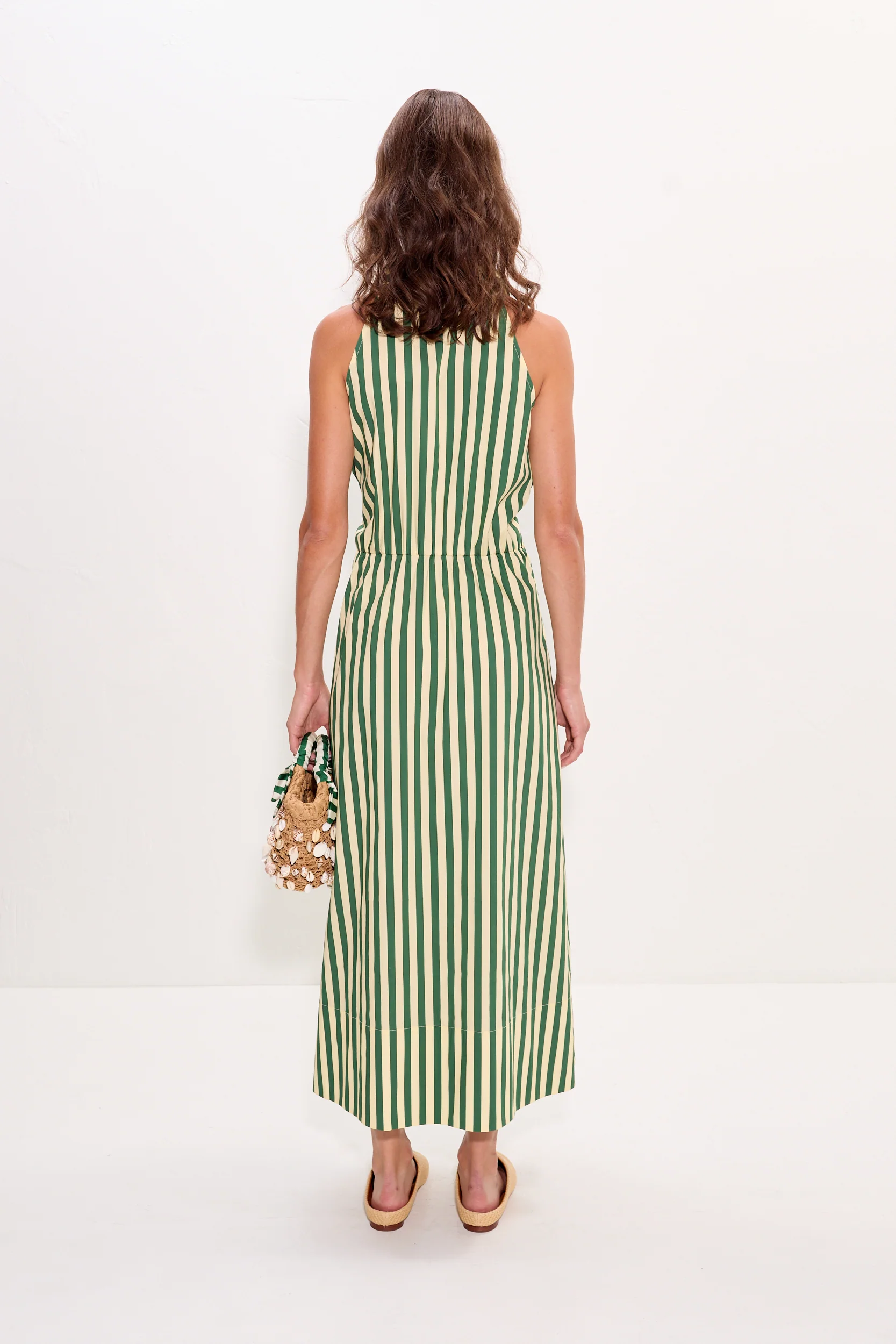 Inna Sleeveless Poplin Dress in Gummy Green/Ecru - Image 4