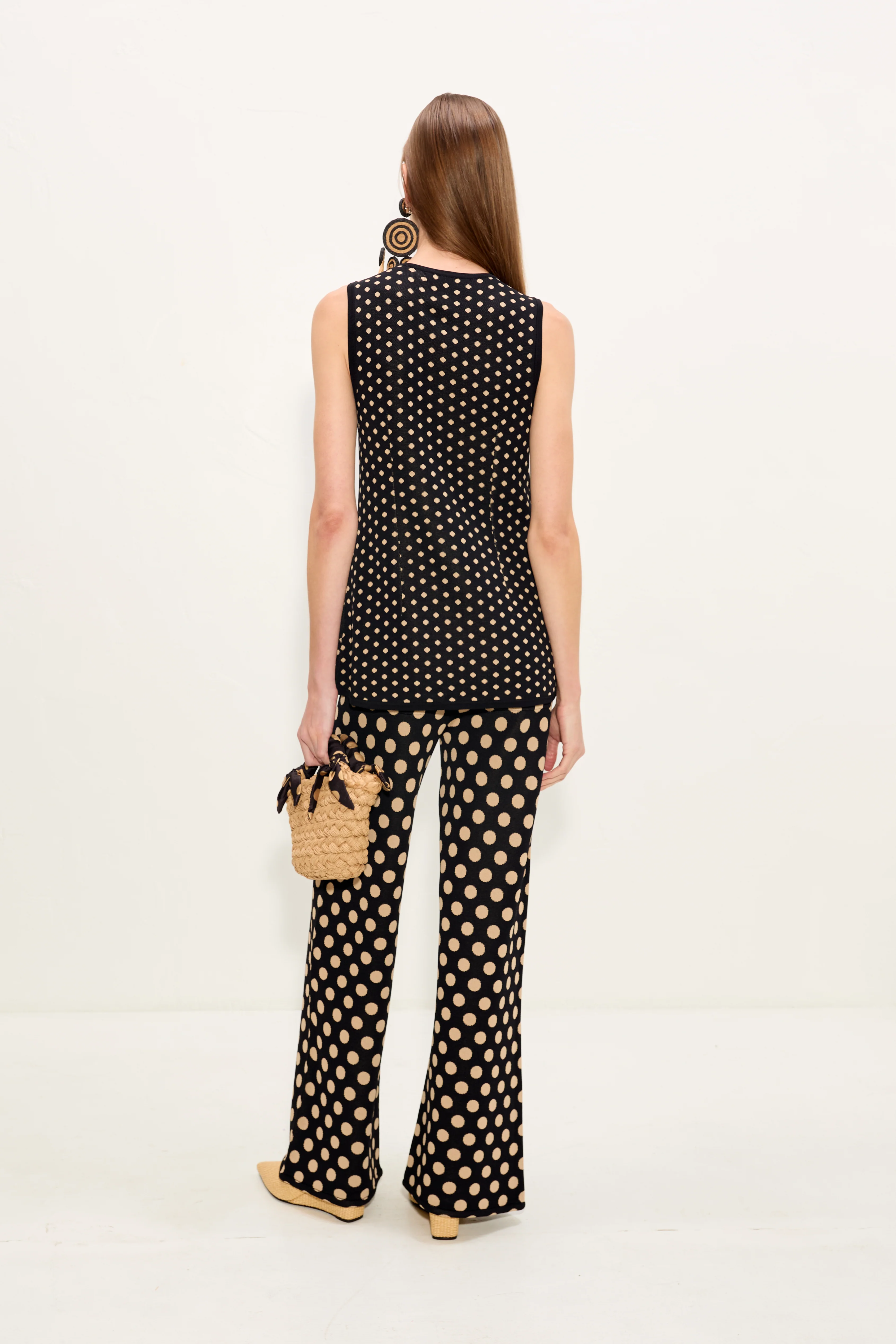 Jabber Knit Pant In Black/Tan Polka Dot - Image 4