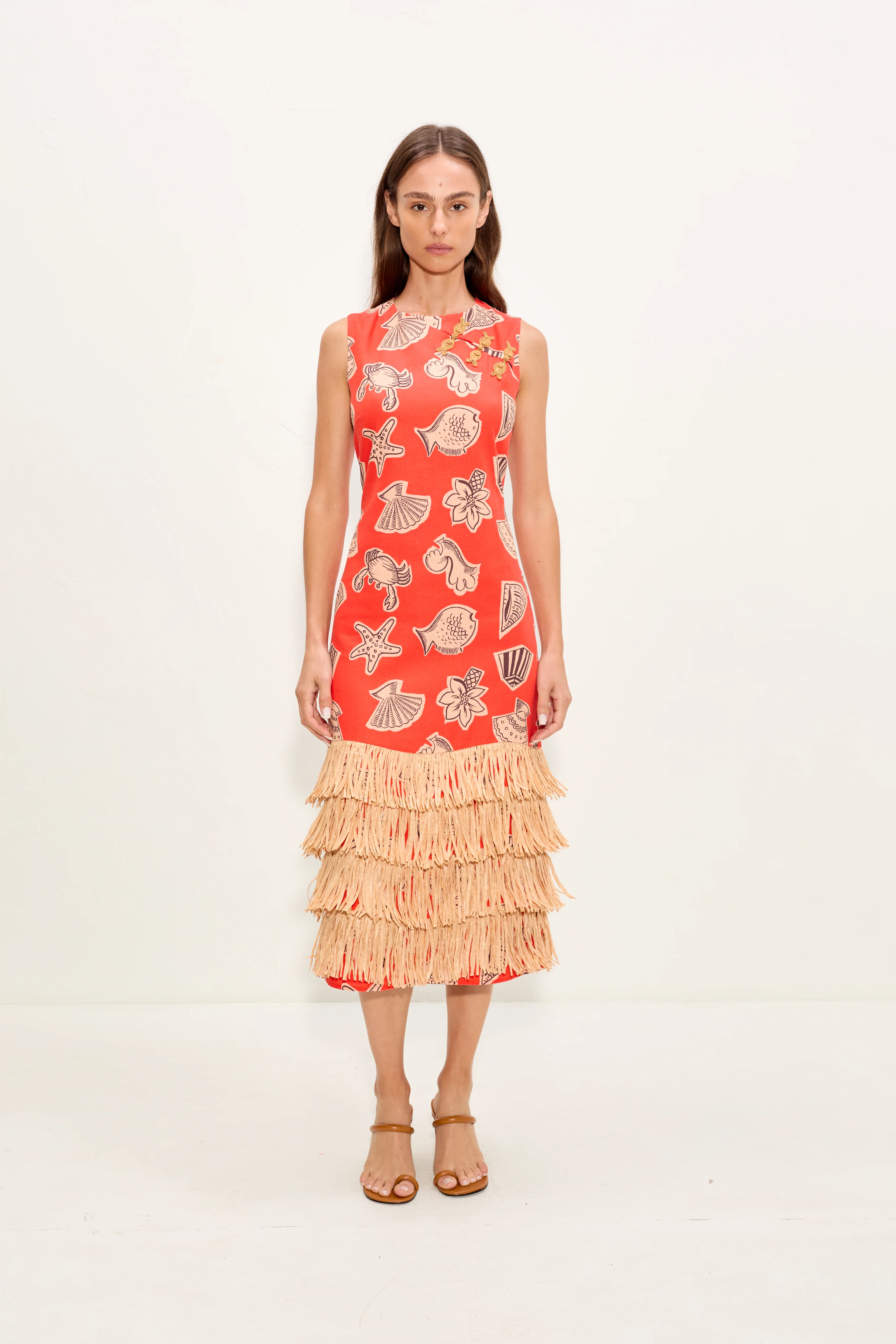 Jooni Linen Dress In Playful Sea Print - Image 2