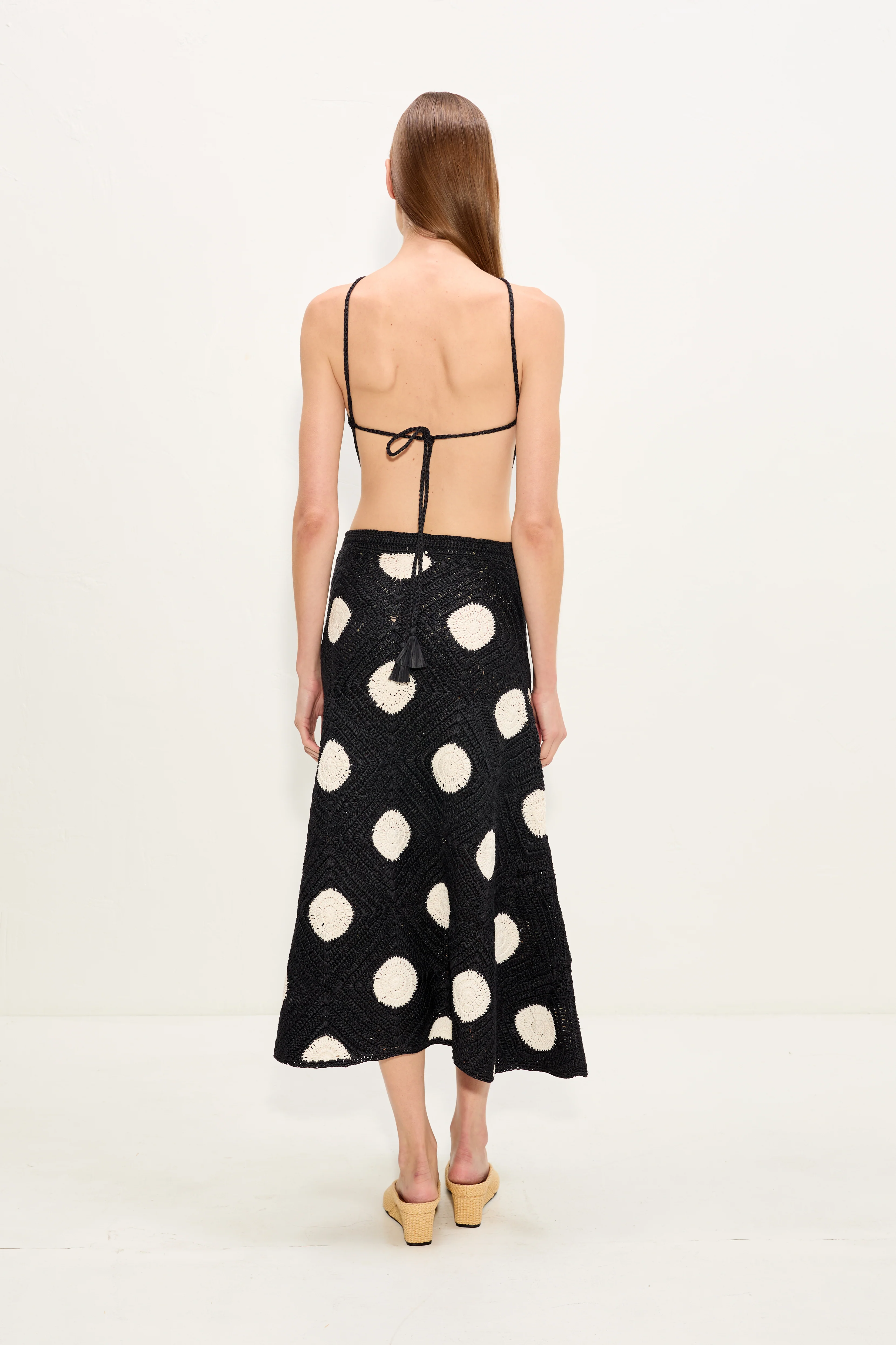 Kit Crochet Top In Black/Macadamia Polka Dot - Image 5