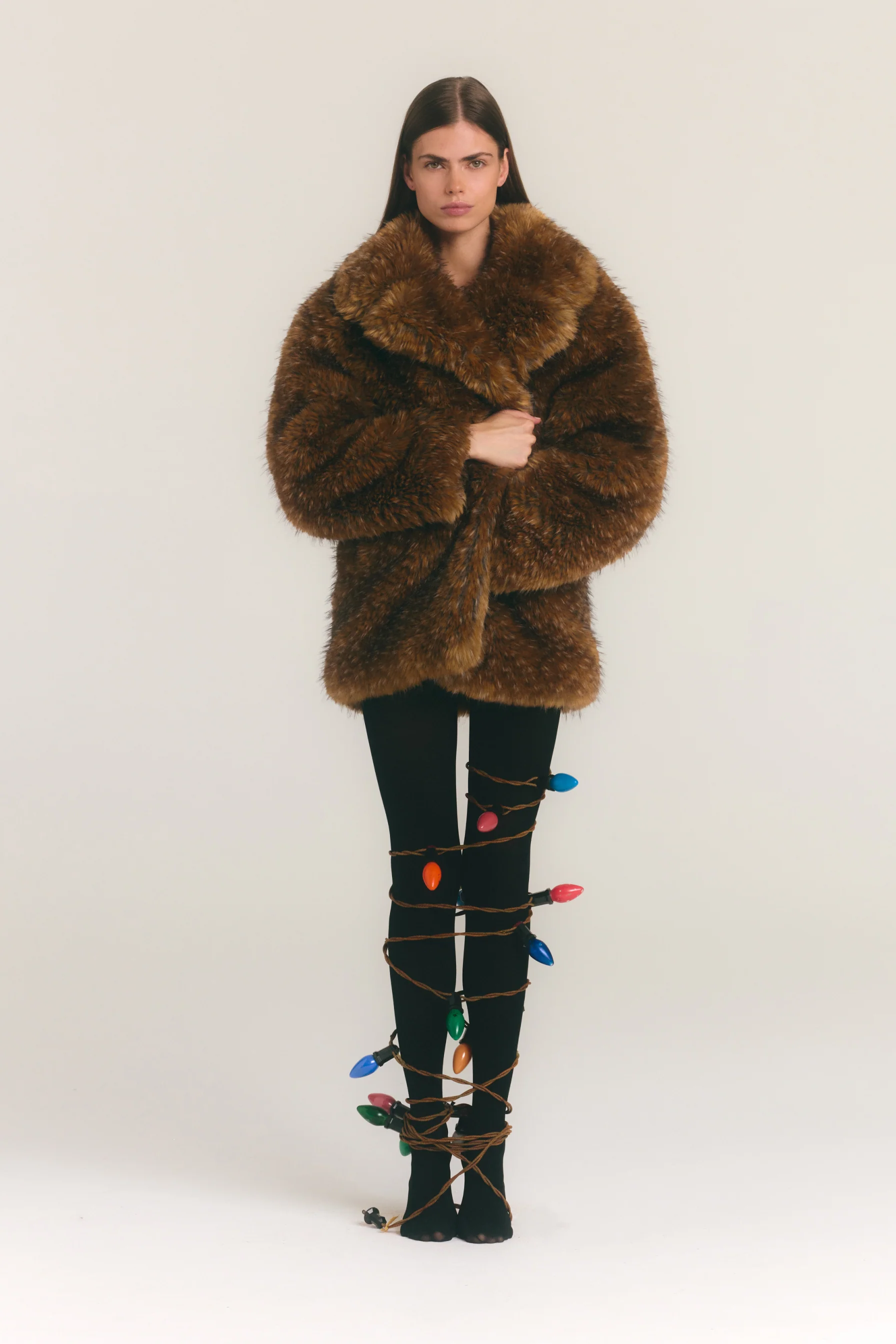 Knox Vegan Fur Coat In Tawny - Image 6