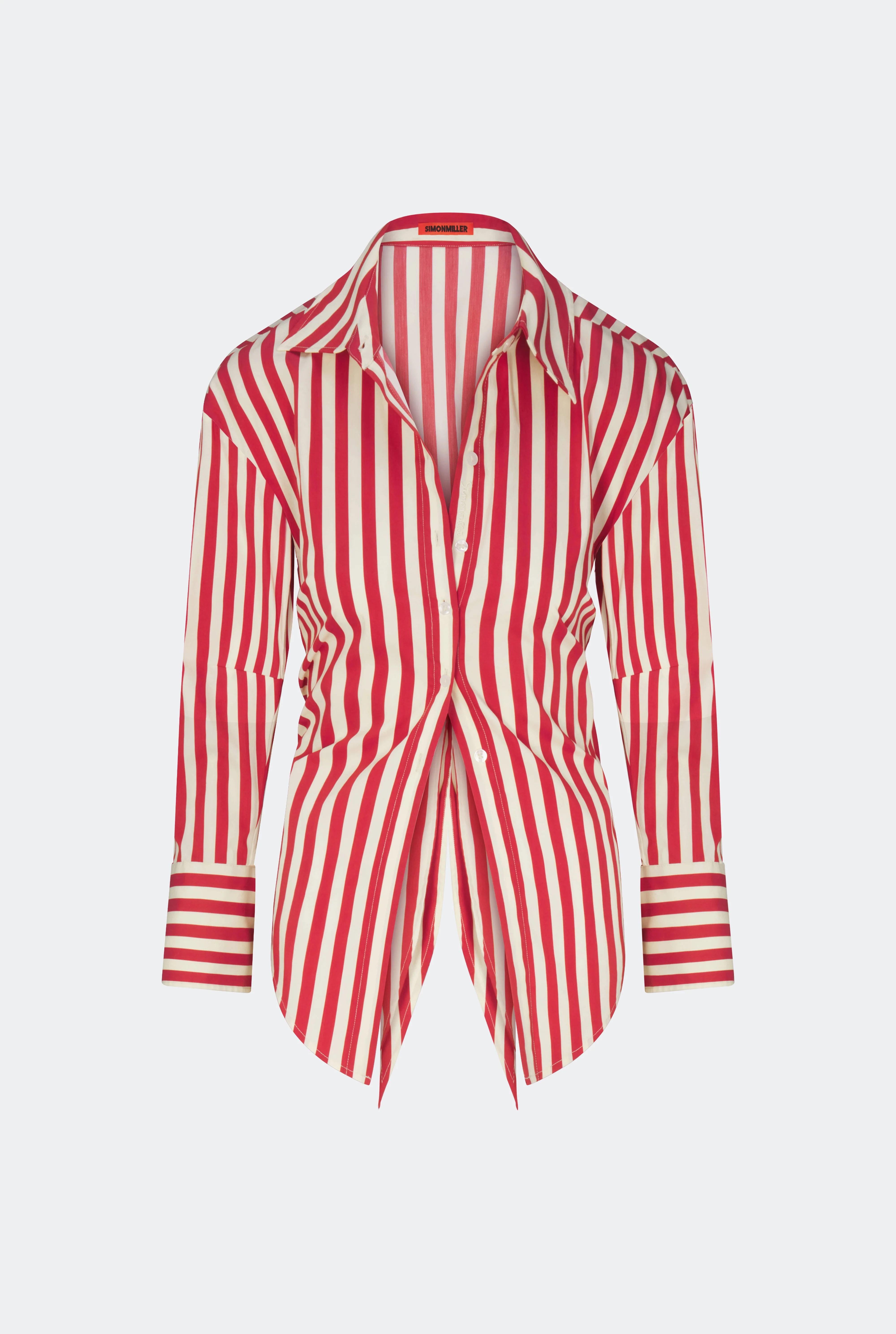 Loch Poplin Button Up in Venetian Red Stripe - Image 7