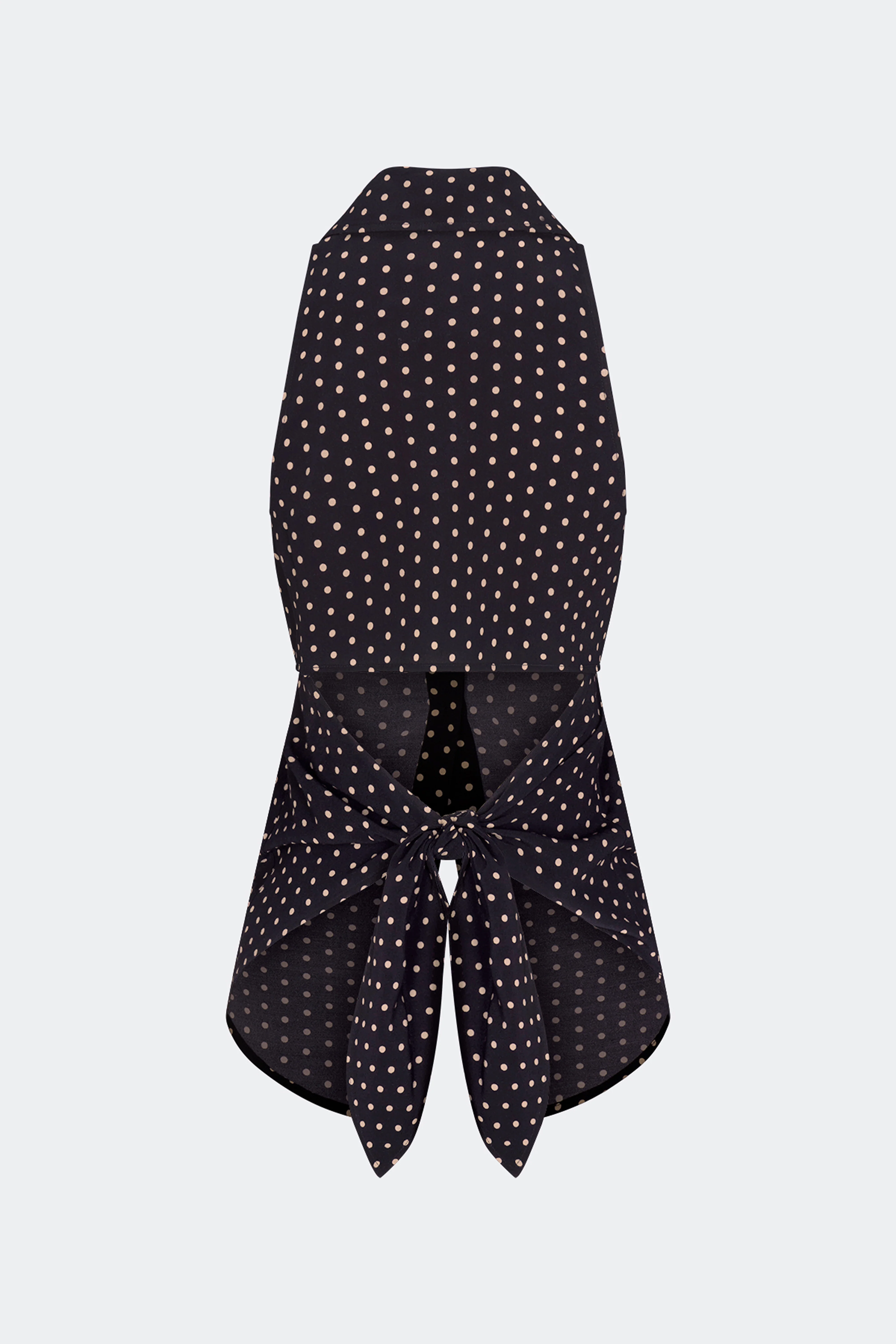 Loch Sleeveless Crepe Button Up In Black/Tan Polka Dot - Image 5