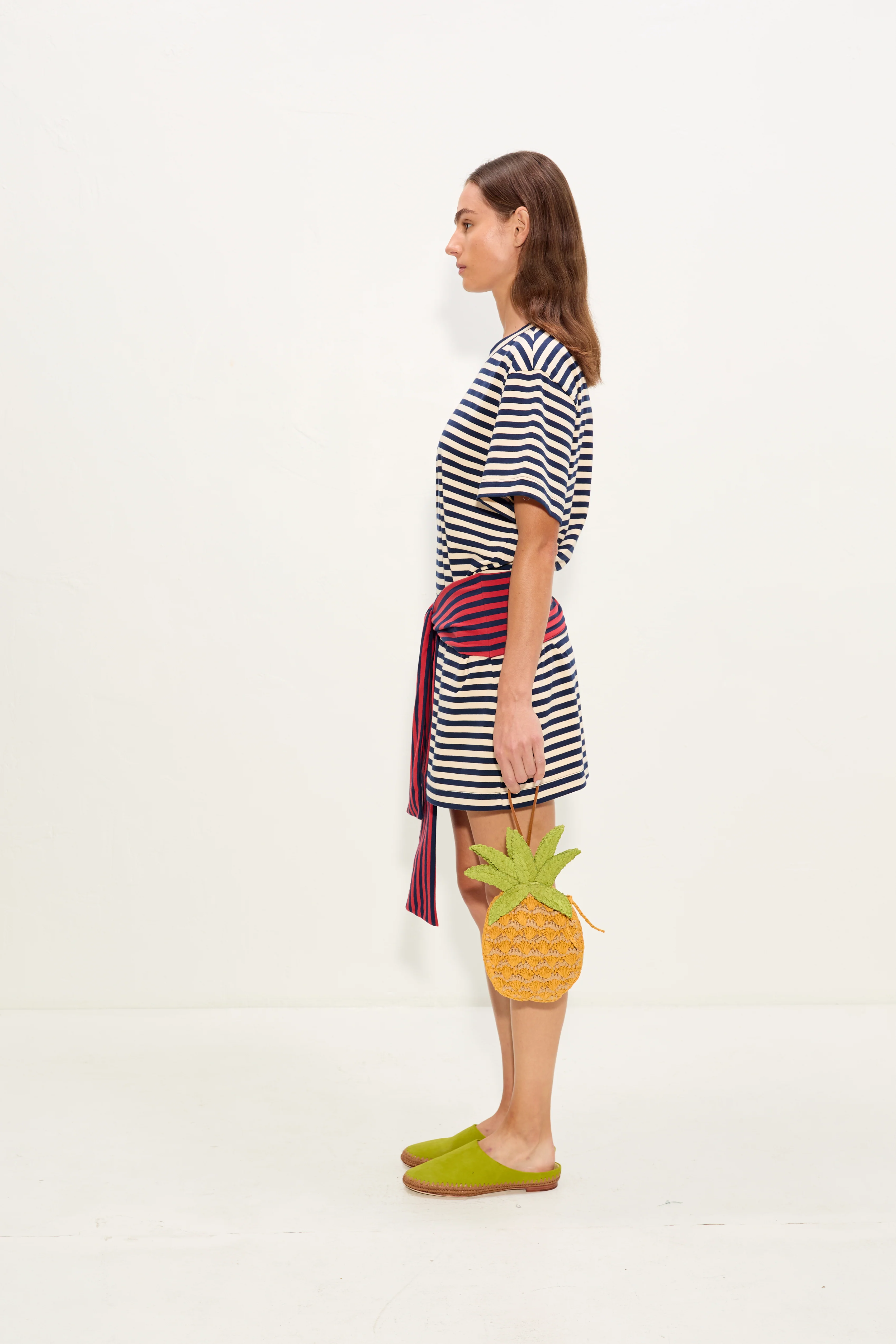 Lottie T-Shirt Dress In Navy Stripe Combo - Image 3