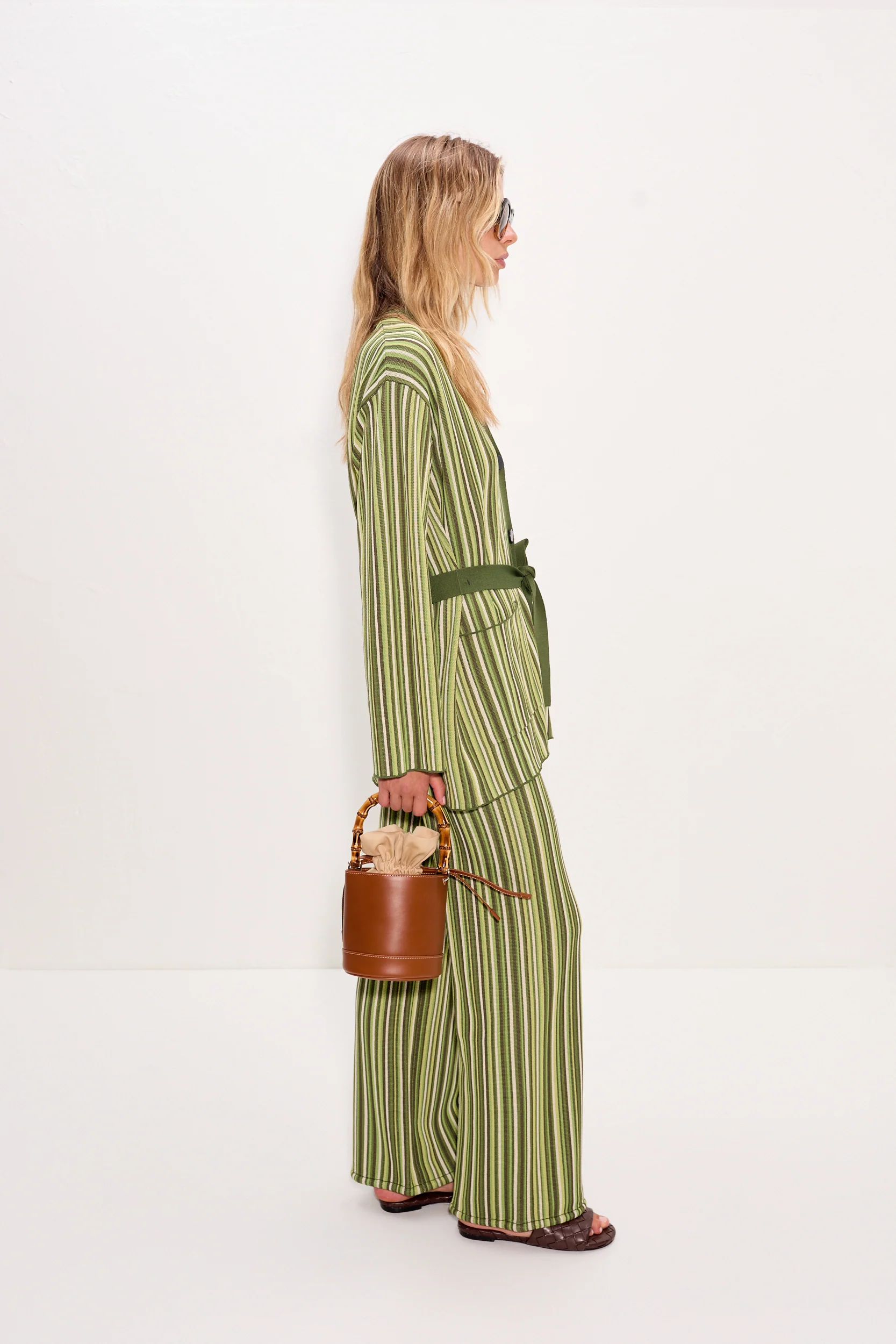 Max Belted Knit Cardigan In Landscape Multi Stripe - Image 3