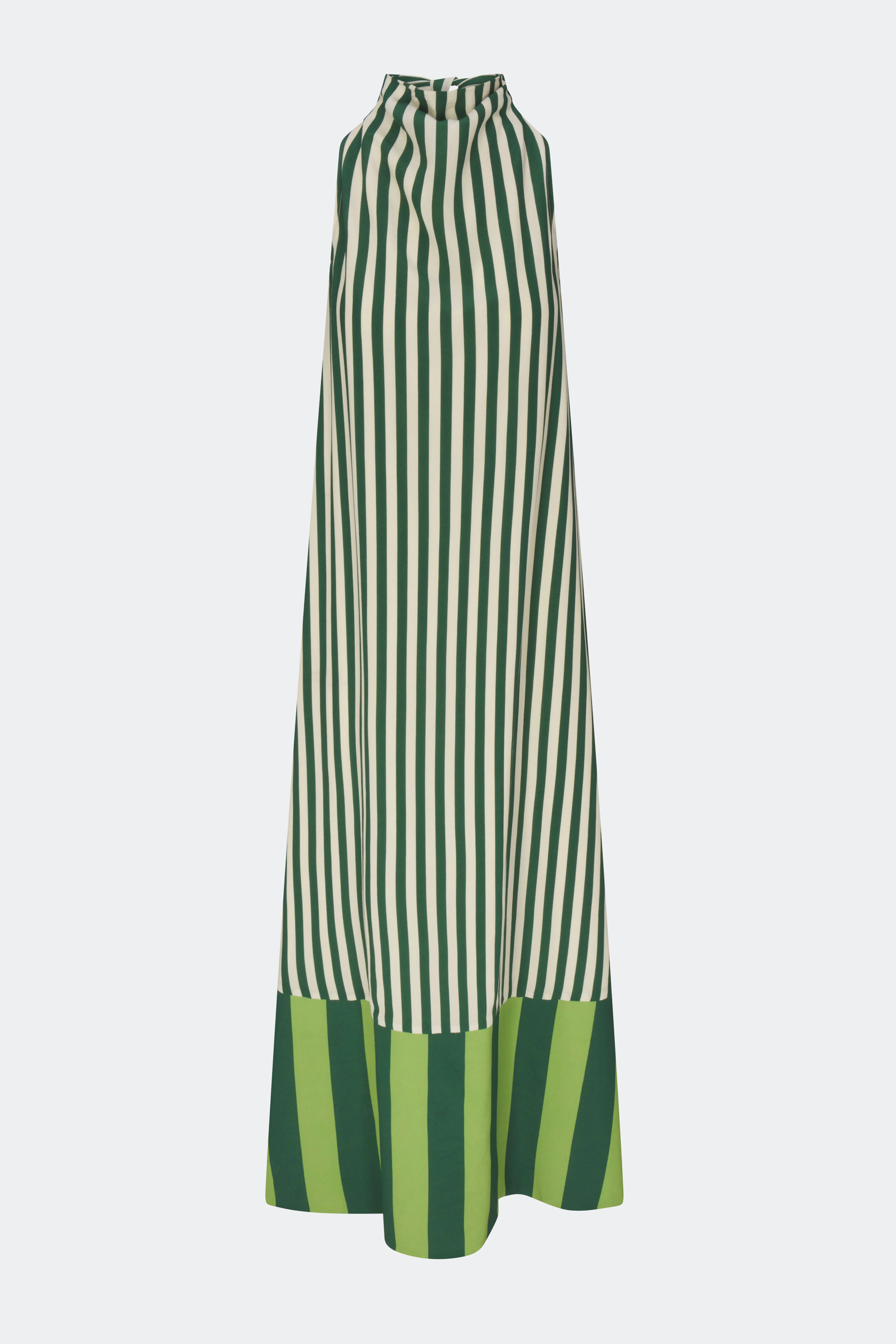 Mona Crepe Dress in Green Stripe Combo - Image 3
