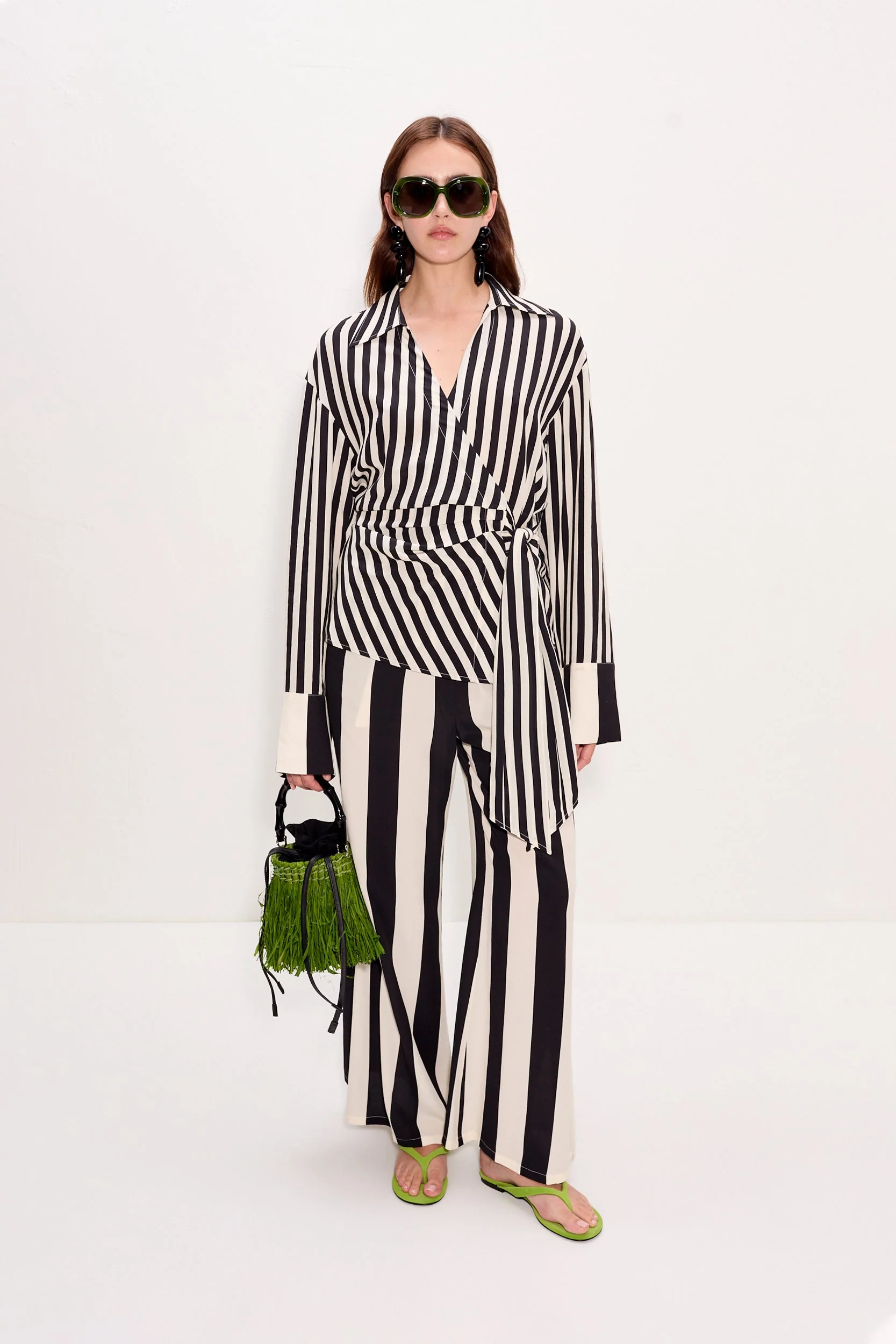 Nella Wide Leg Pant In Black/White Stripe - Image 3