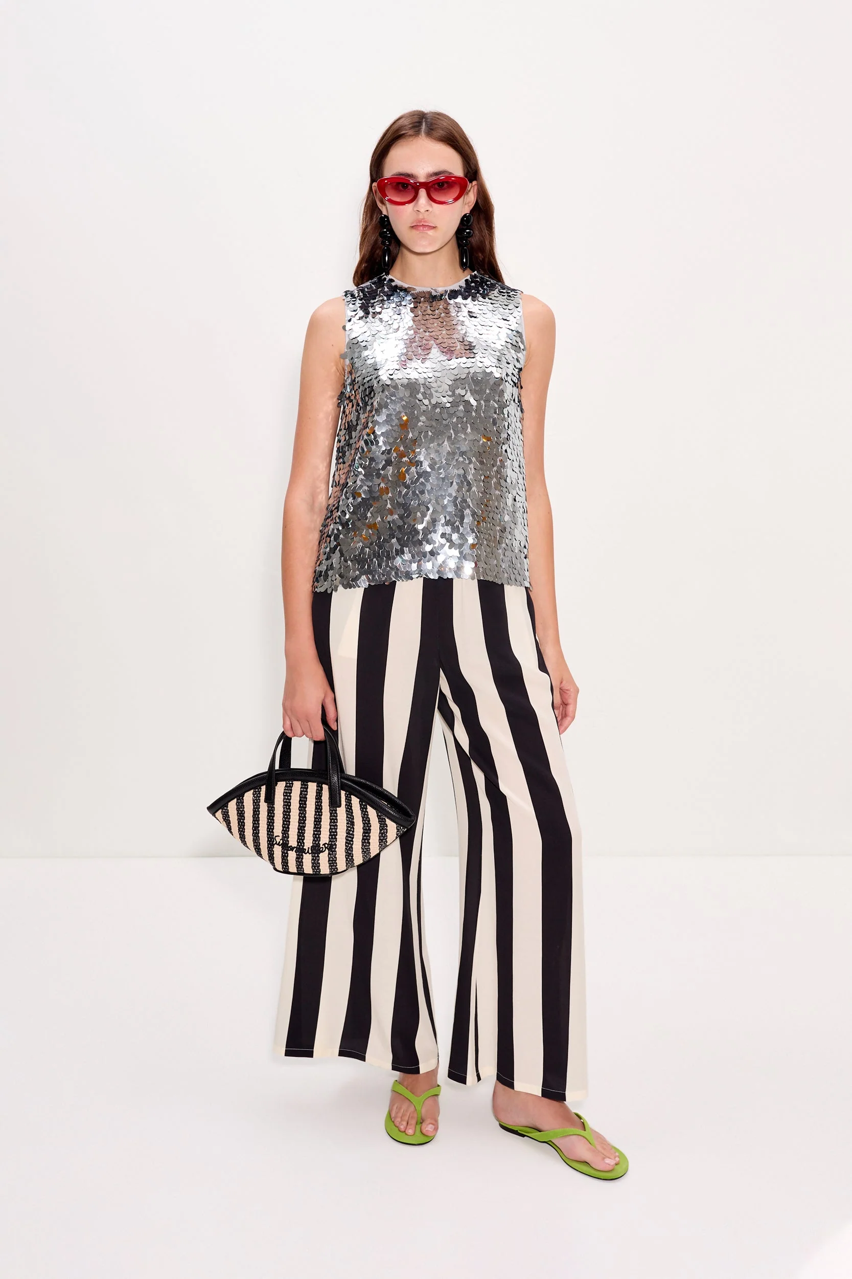 Nella Wide Leg Pant In Black/White Stripe - Image 6