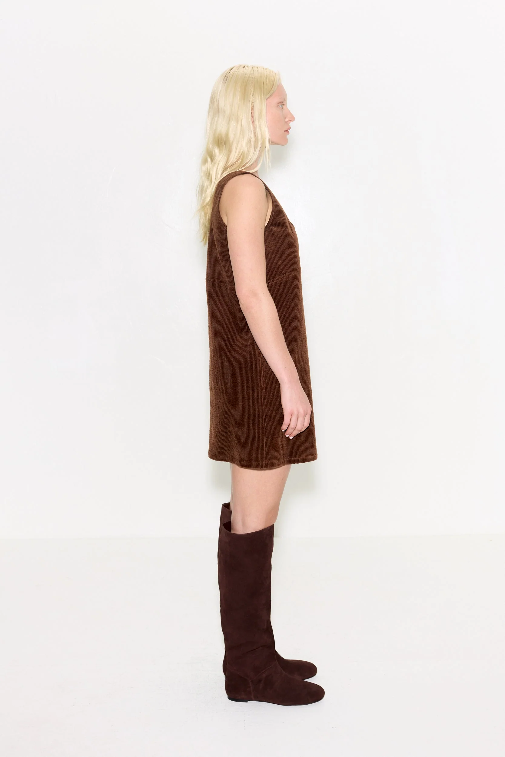 Sahara Corduroy Mini Dress In Choco Brown - Image 4