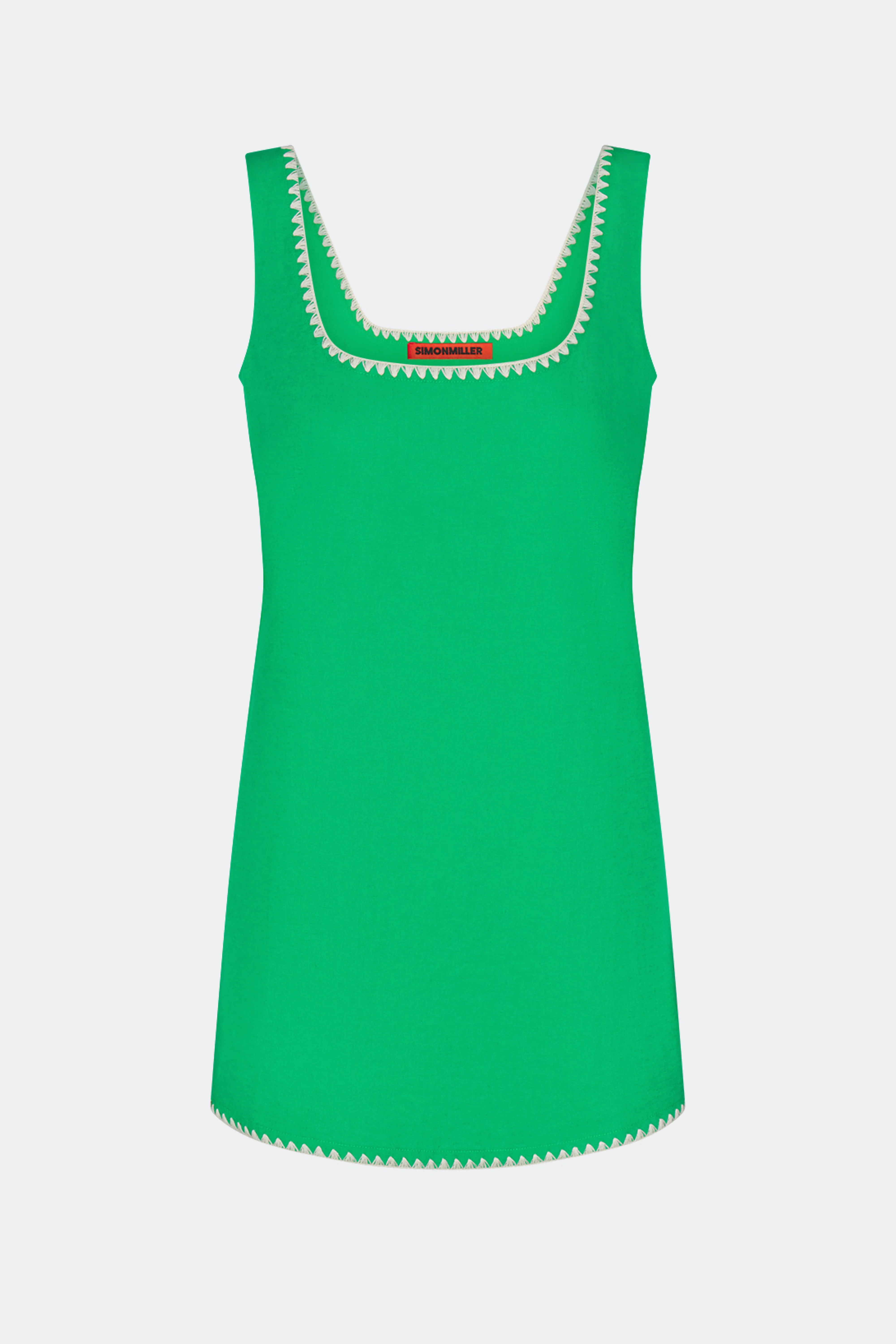 Sahara Mini Dress In Grass Green Linen - Image 3