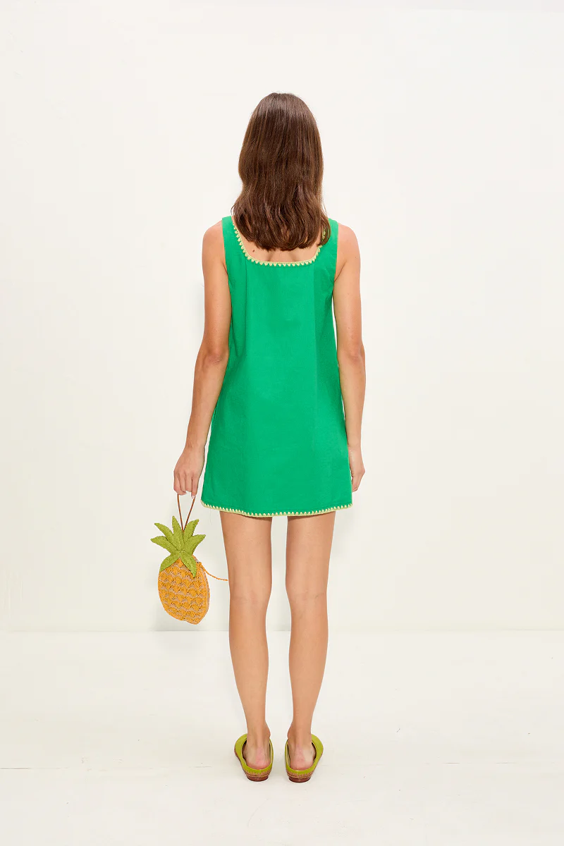 Sahara Mini Dress In Grass Green Linen - Image 5