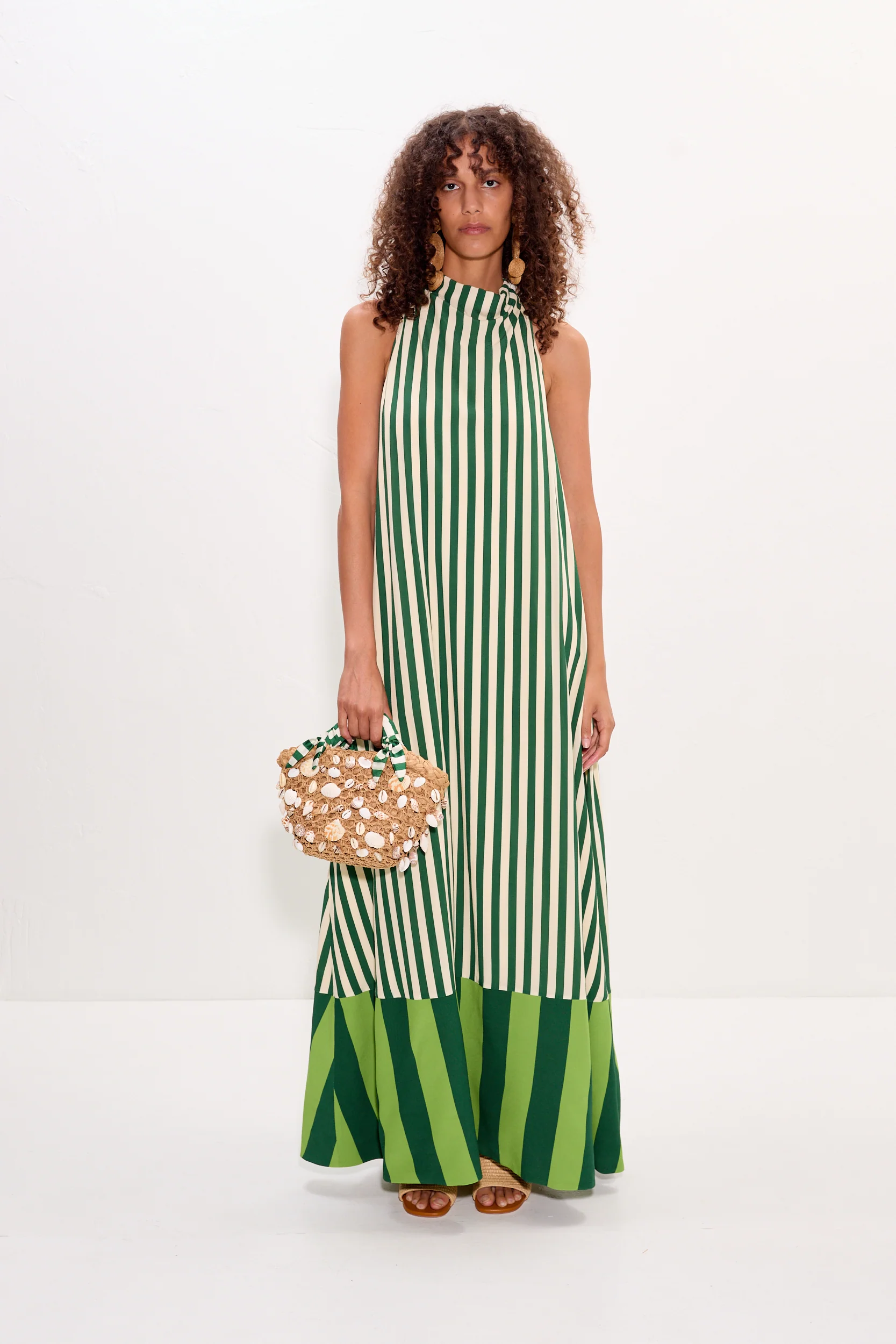 Shelly Bag in Natural/Green Stripe - Image 3