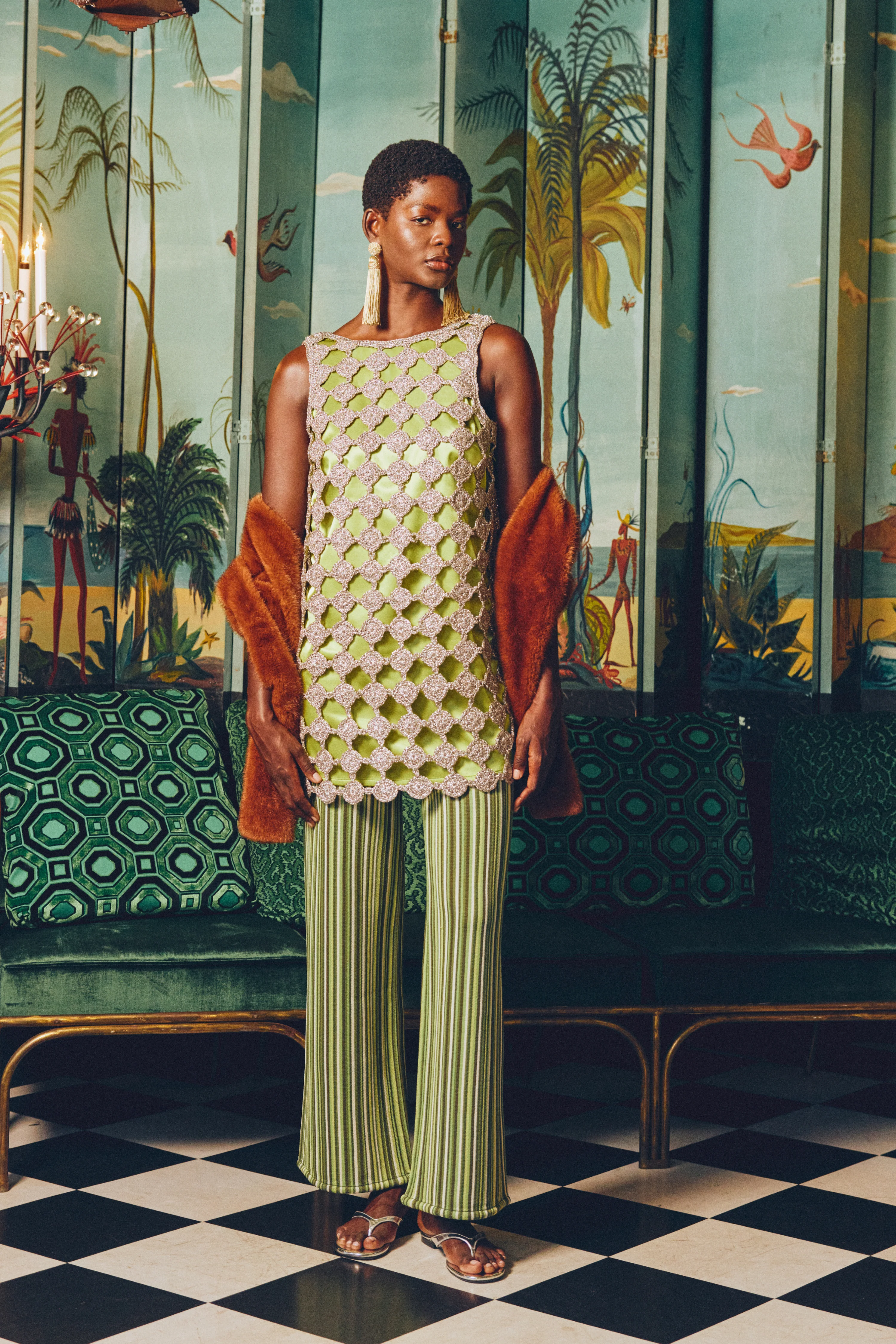 Sina Crochet Mini Dress In Moss/Satellite Silver - Image 2
