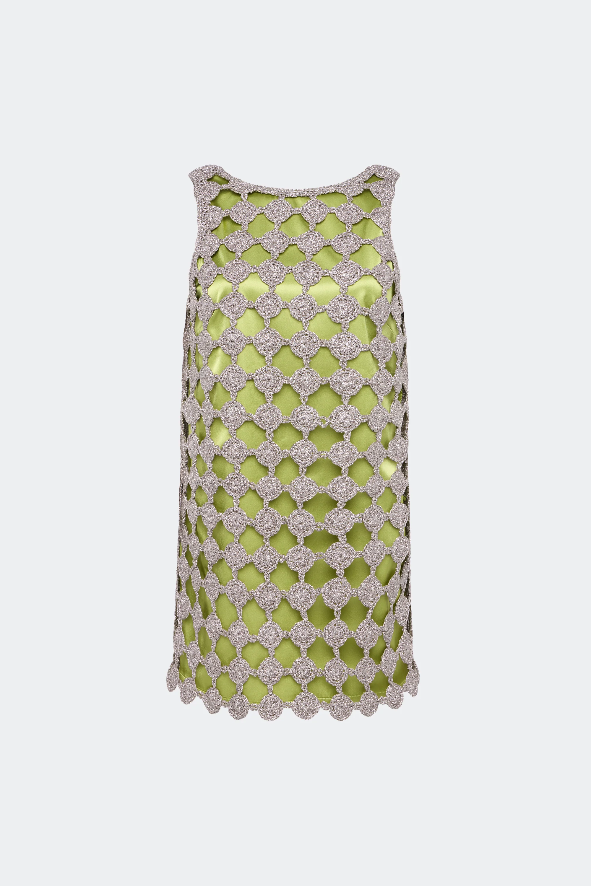 Sina Crochet Mini Dress In Moss/Satellite Silver - Image 4
