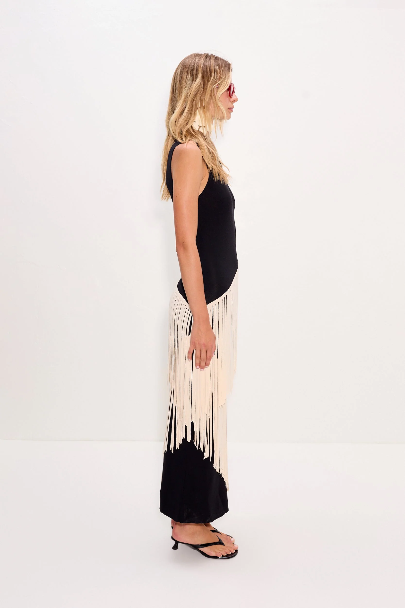 Spiral Knit Dress In Black/Macadamia - Image 3