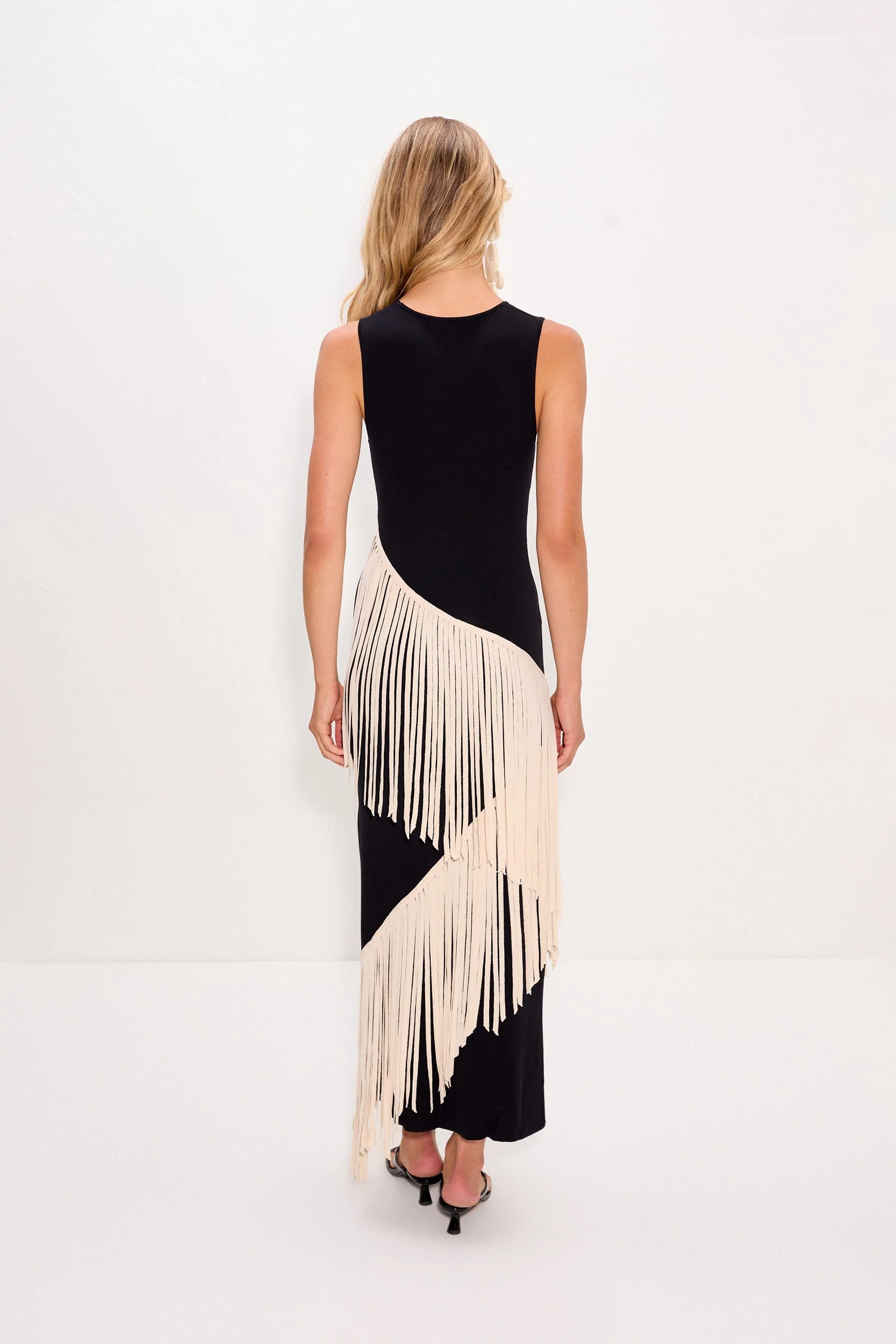 Spiral Knit Dress In Black/Macadamia - Image 4