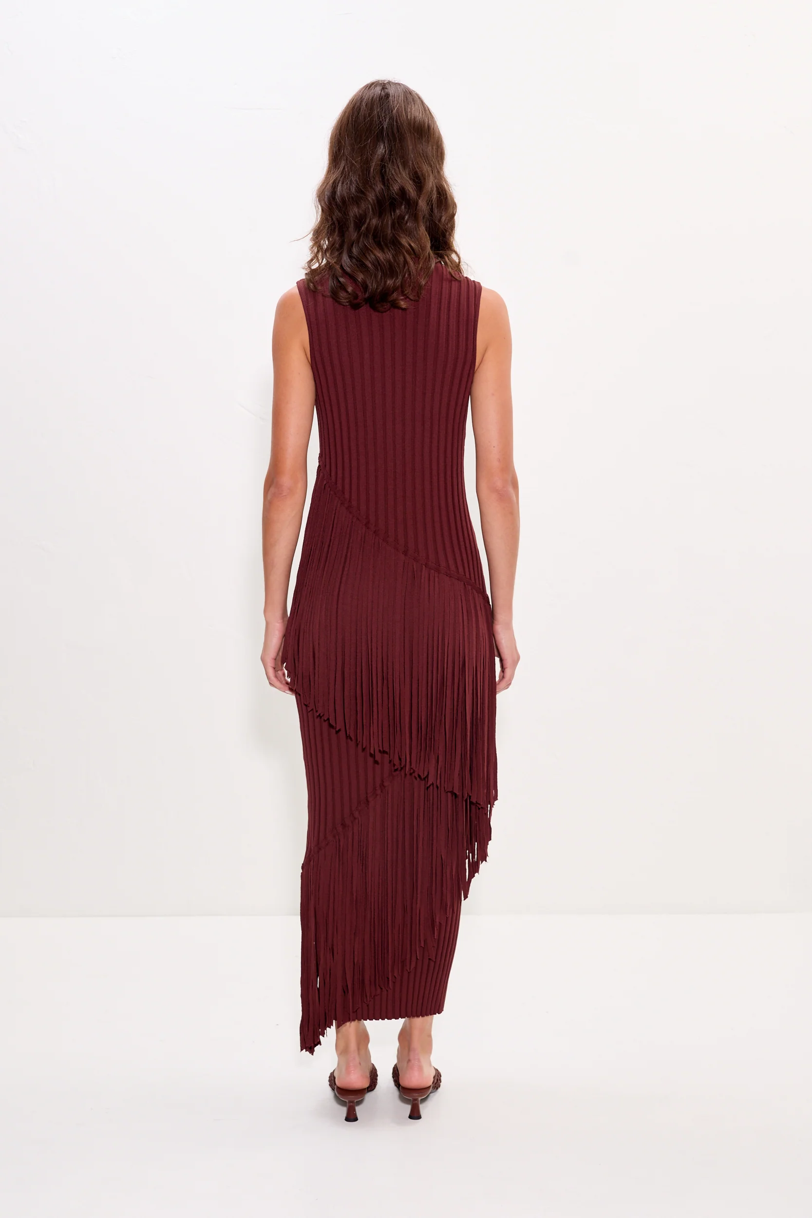 Spiral Knit Dress in Choco Brown - Image 3
