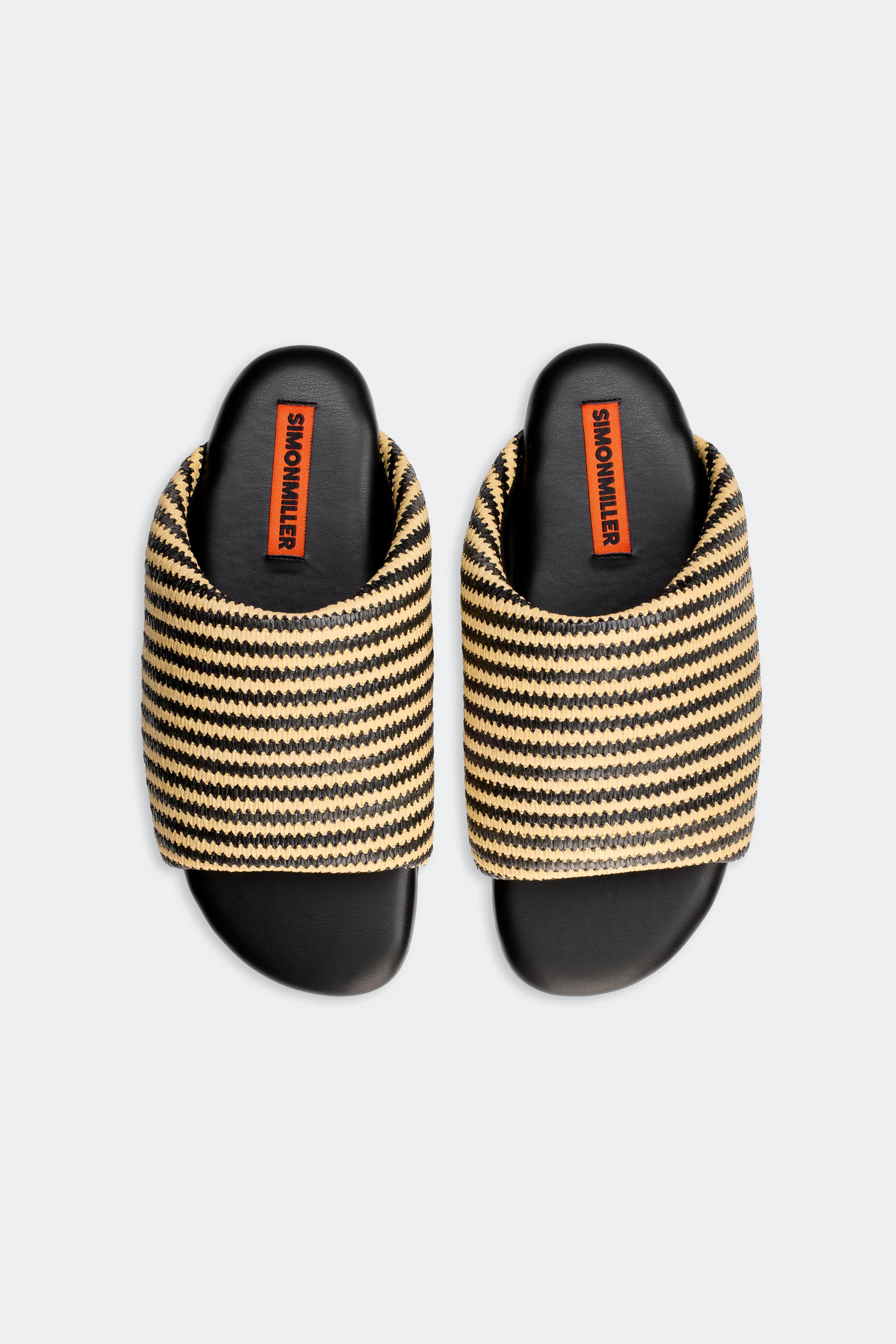 Stripe Raffia Bubble Slide in Black/White Micro Stripe - Image 2