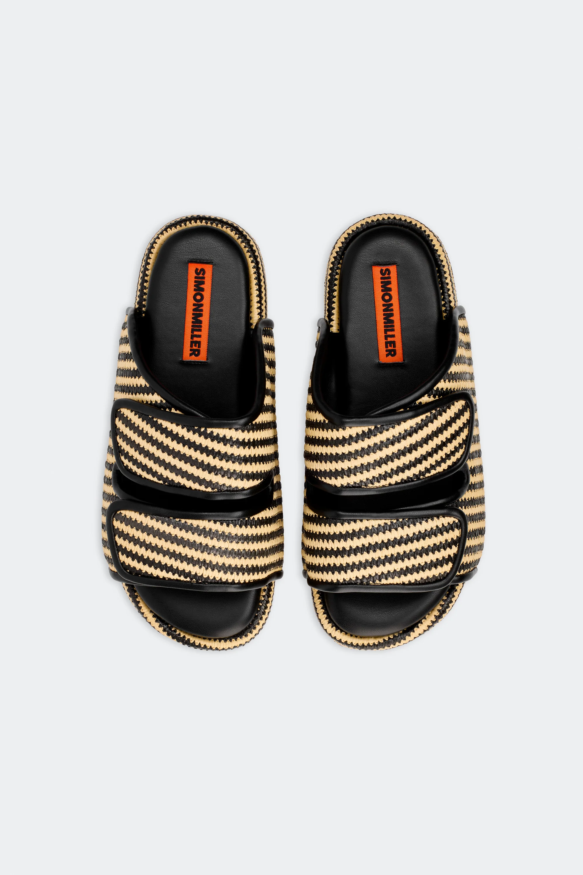 Raffia Cro Slide in Black/White Micro Stripe - Image 2