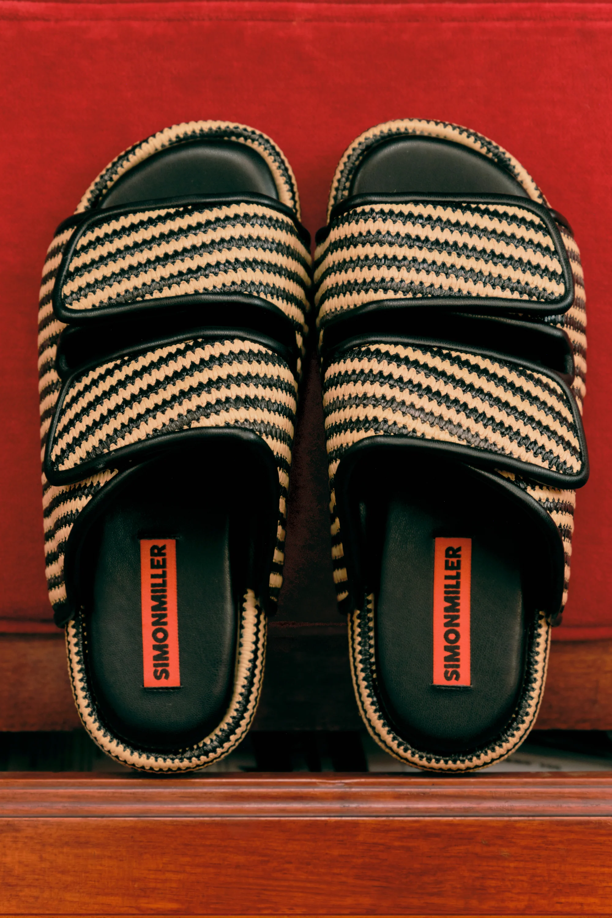 Raffia Cro Slide in Black/White Micro Stripe - Image 3