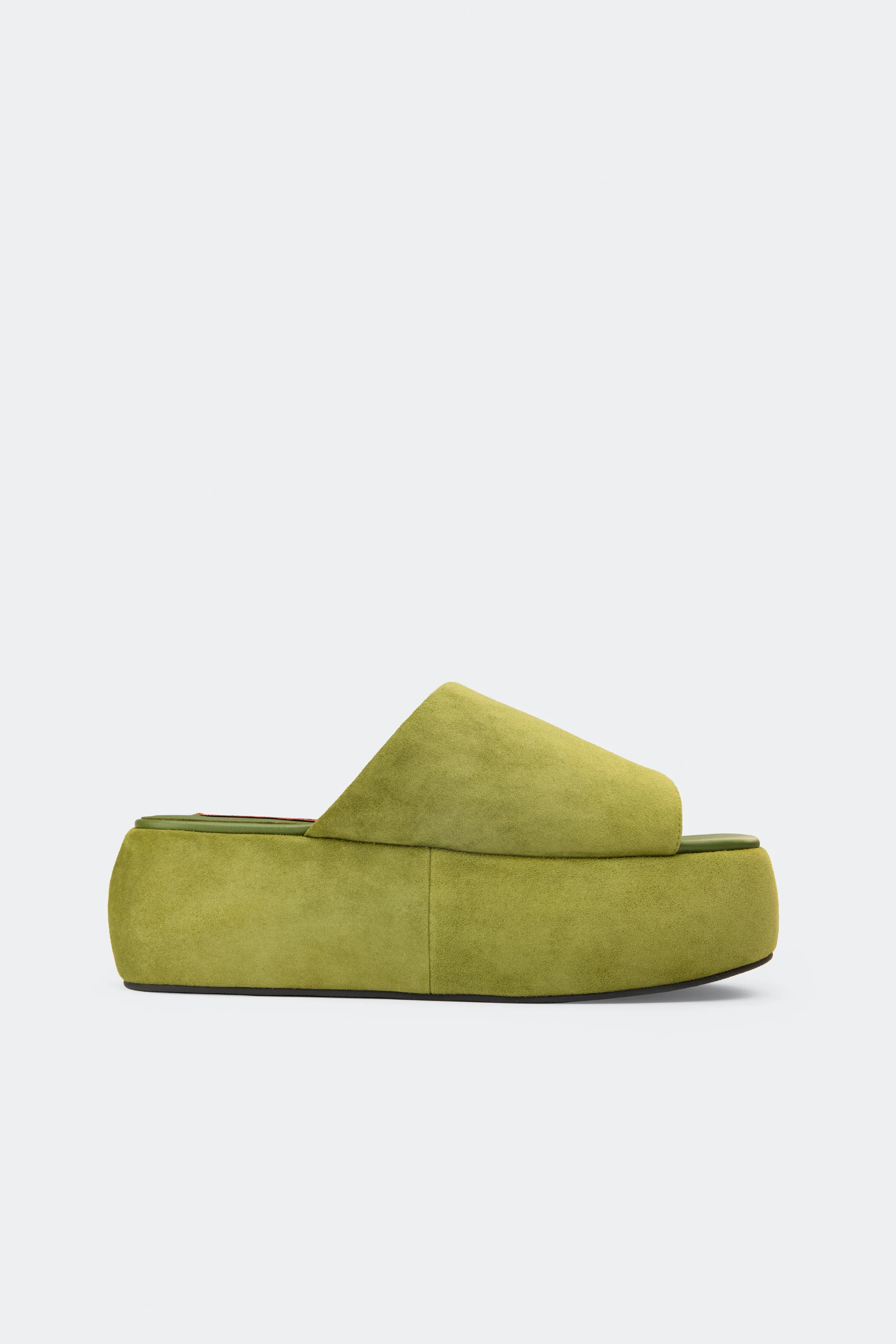 Suede Cloudy Platform In Moss Green