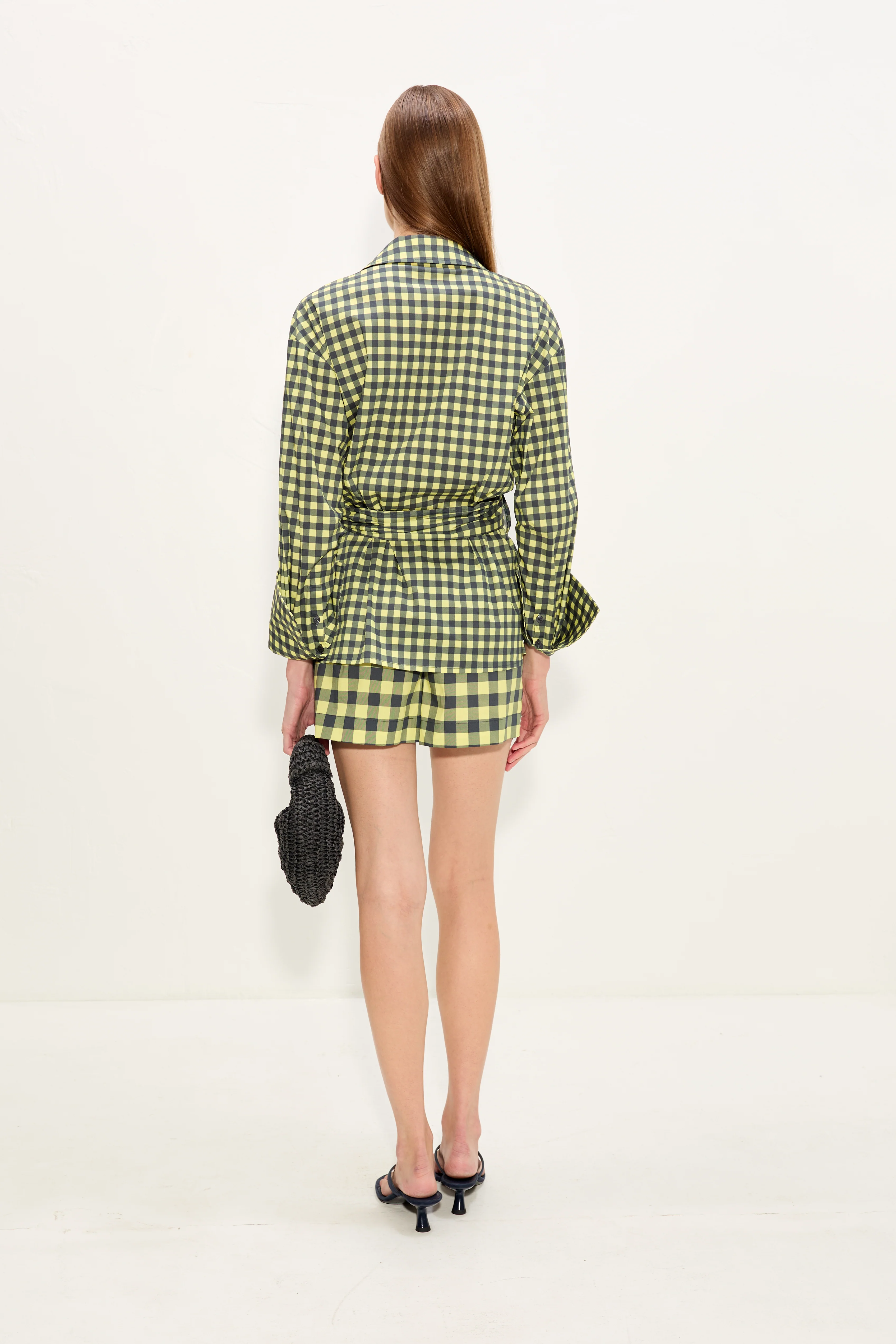 Syd Poplin Short In Peridot/Ebony Gingham - Image 4