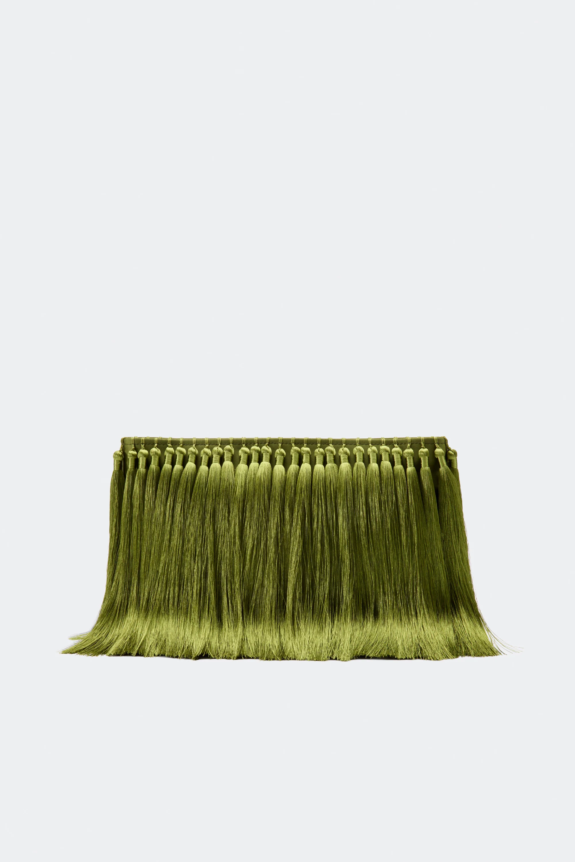 Tassel Boxy Clutch In Moss Green - Image 2