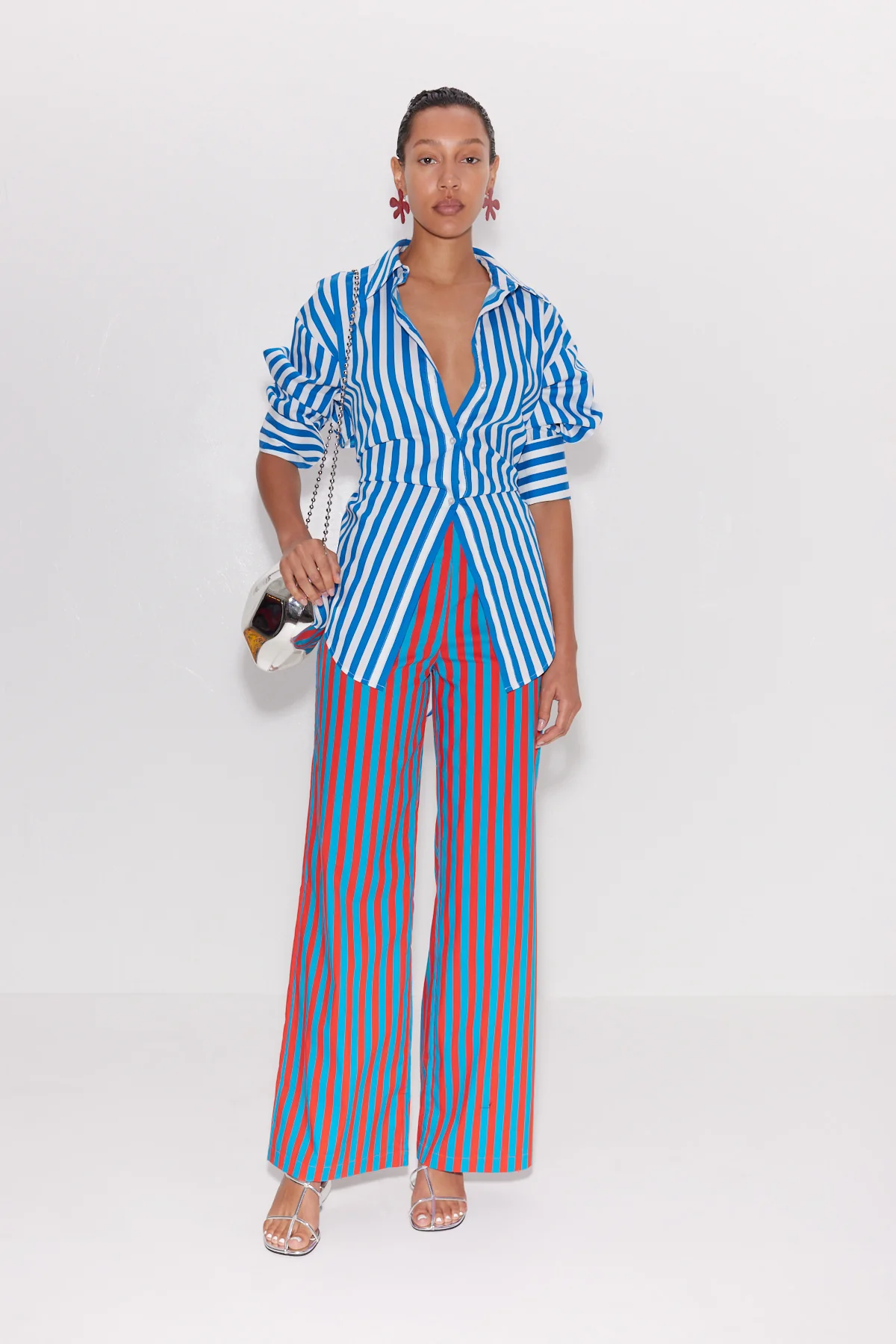 Loch Poplin Button Up in Blue Stripe - Image 4