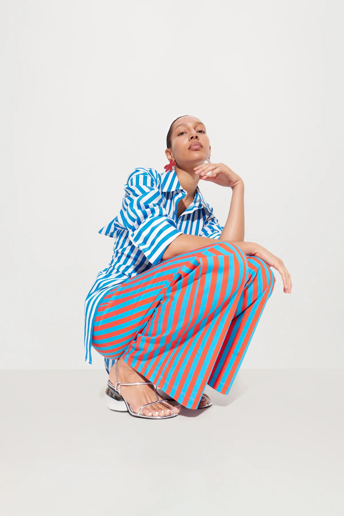 Loch Poplin Button Up in Blue Stripe - Image 6