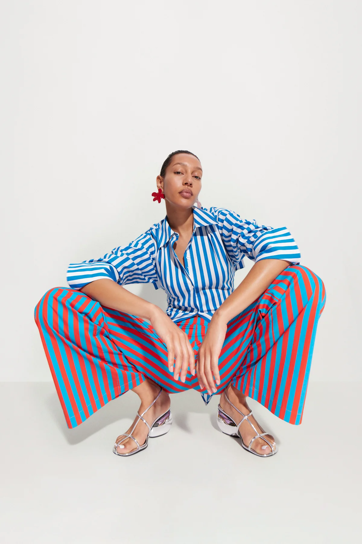 Loch Poplin Button Up in Blue Stripe - Image 7