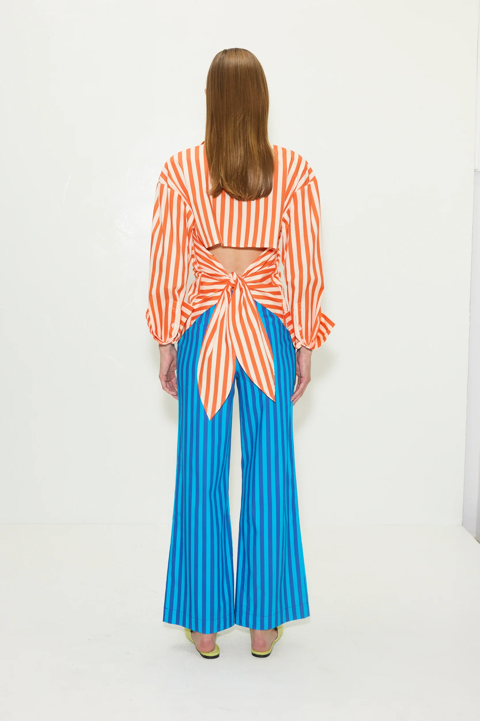 Loch Poplin Button Up In Coral Cabana Stripe - Image 4