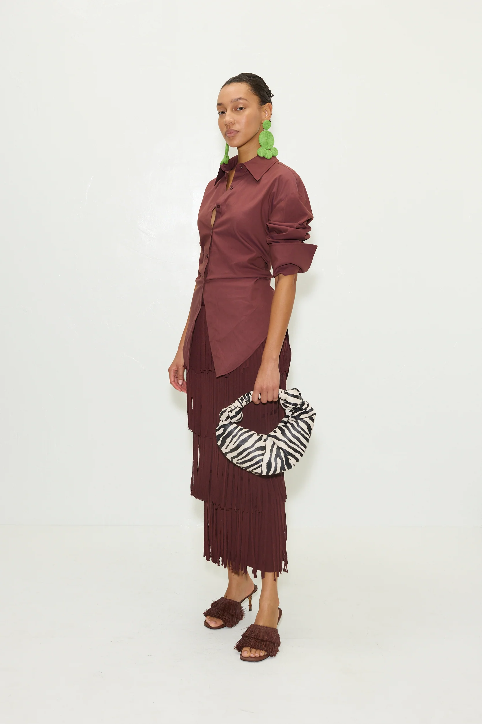 Loch Poplin Button Up In Choco Brown - Image 4