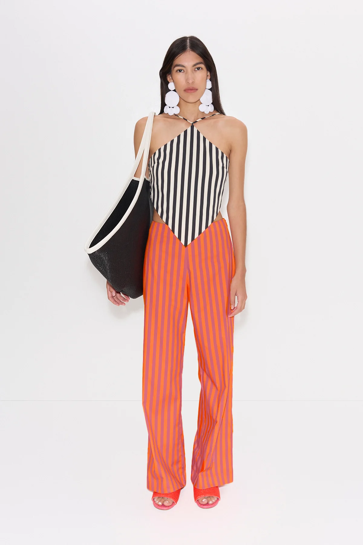 Kit Poplin Tie Top in Black/White Stripe - Image 3