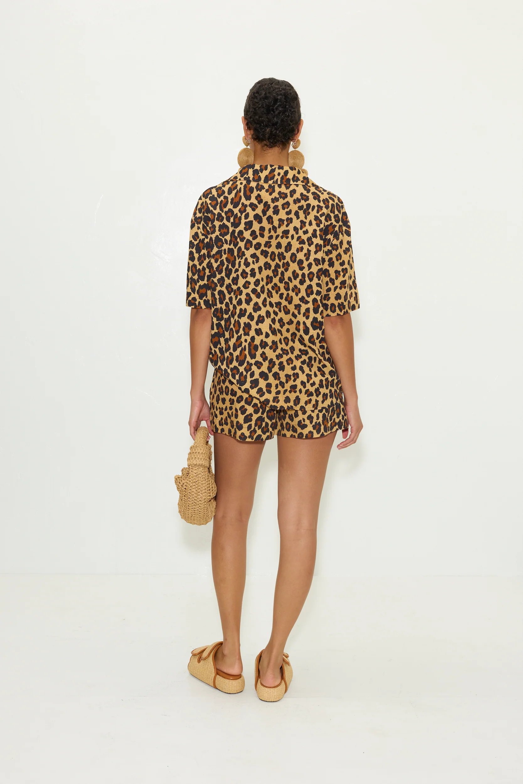 Bia Linen Camp Shirt in Cheetah - Image 4