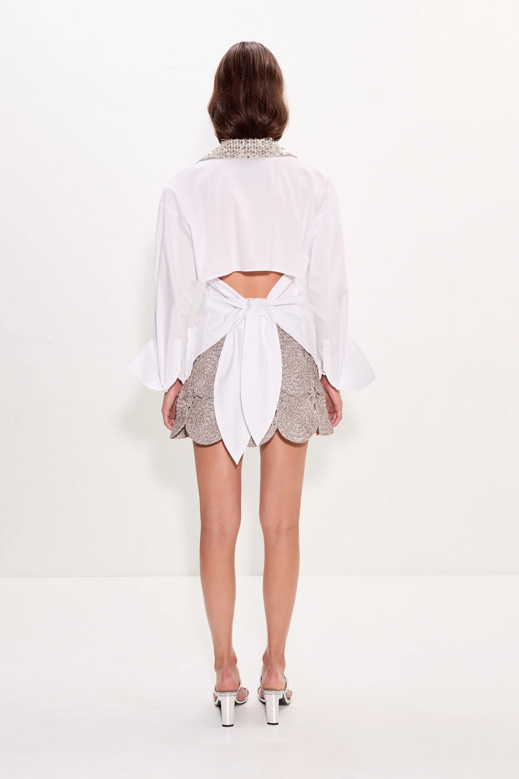 Beep Beep Mini Skirt in Satellite Silver - Image 5