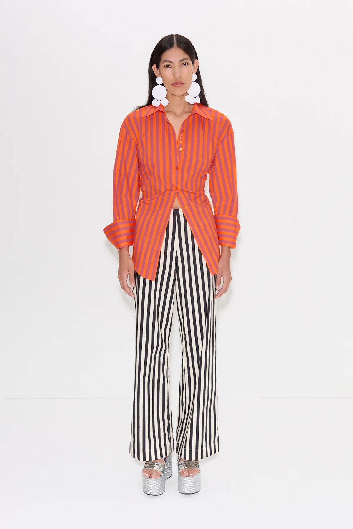 Pia Poplin Pant In Black/White Stripe - Image 3