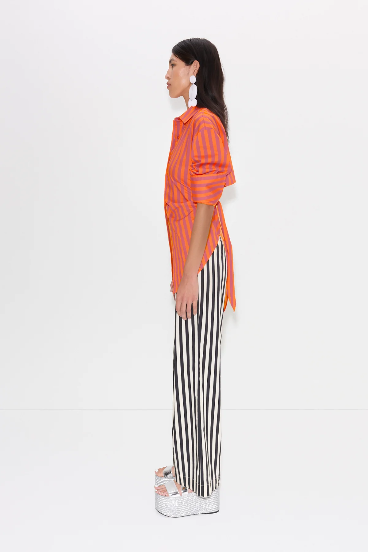 Pia Poplin Pant In Black/White Stripe - Image 4